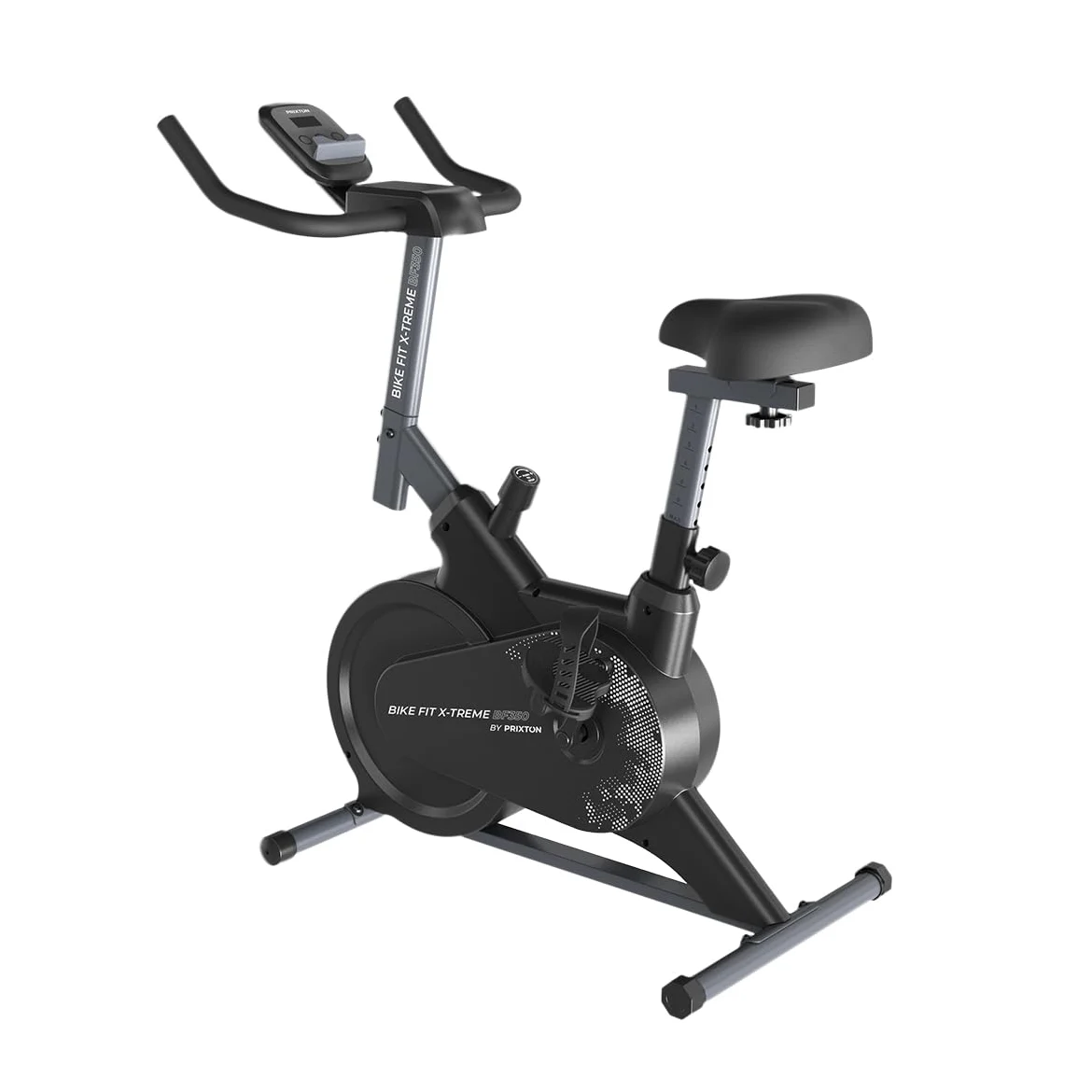 PRIXTON Bicicleta Estática Bike Fit Xtreme para cardio y fitness, Bicicleta de Spinning con Resistencia 6 kg, 7 niveles, Pulsómetro y Pantalla LED, Soporte para dispositivos