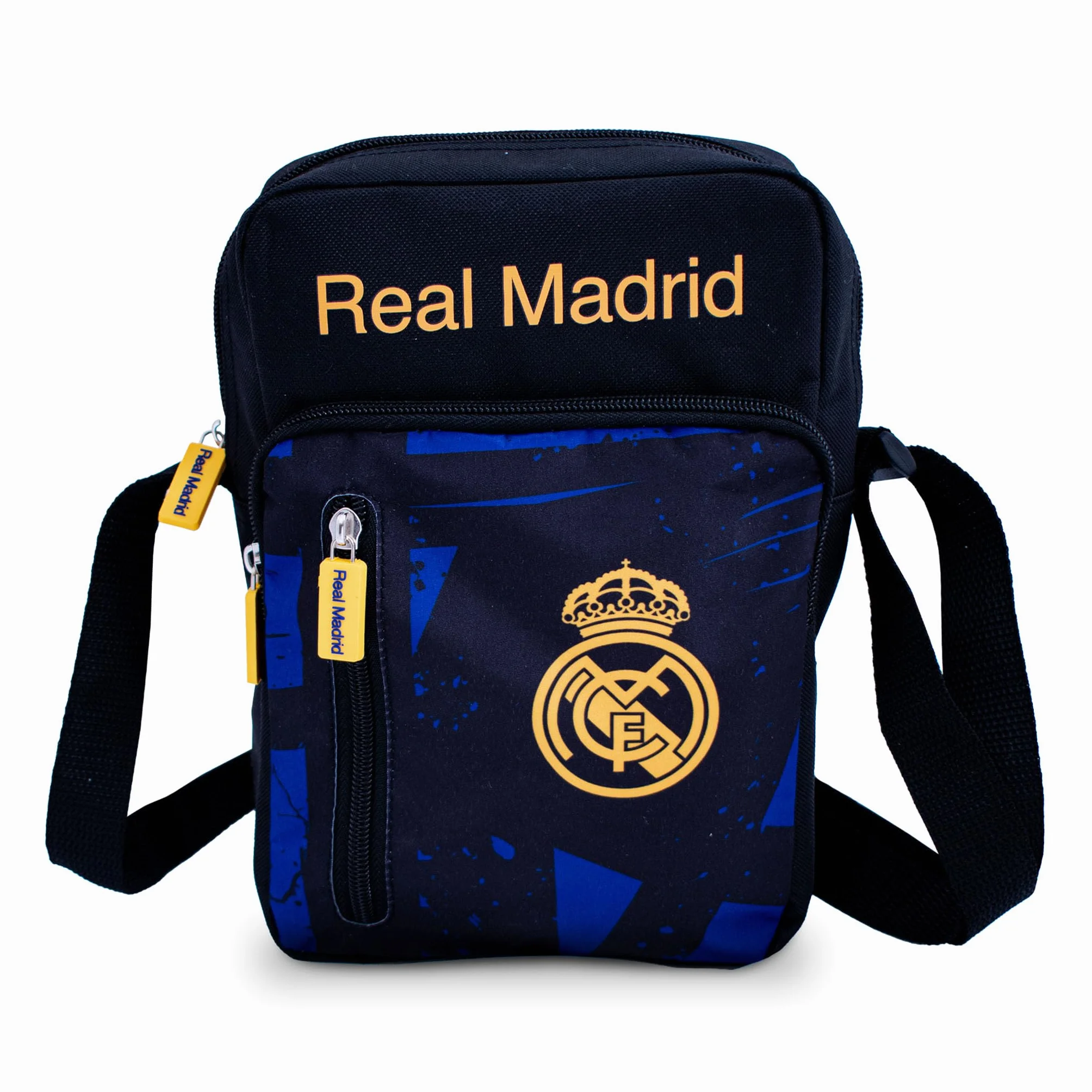 Hy-Pro Bolsa lateral con licencia oficial del Real Madrid CF, ligera, producto del Real Madrid, escudo y colores, para niños y adultos, gran idea de regalo de fútbol
