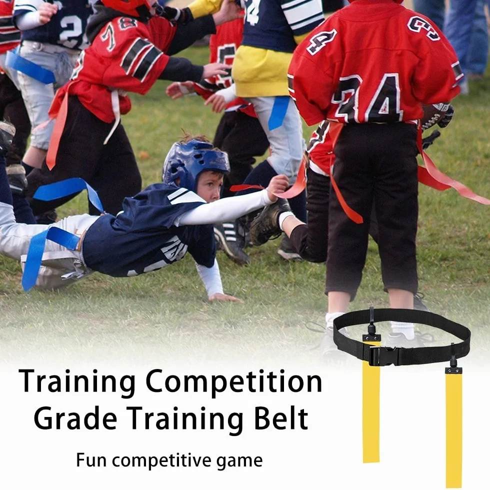 DONGKER Juego de banderas y cinturones, banderas de fútbol, cinturón de fútbol de PVC, 2 banderas, hebilla de liberación para equipos de entrenamiento juvenil y adulto, amarillo, 1