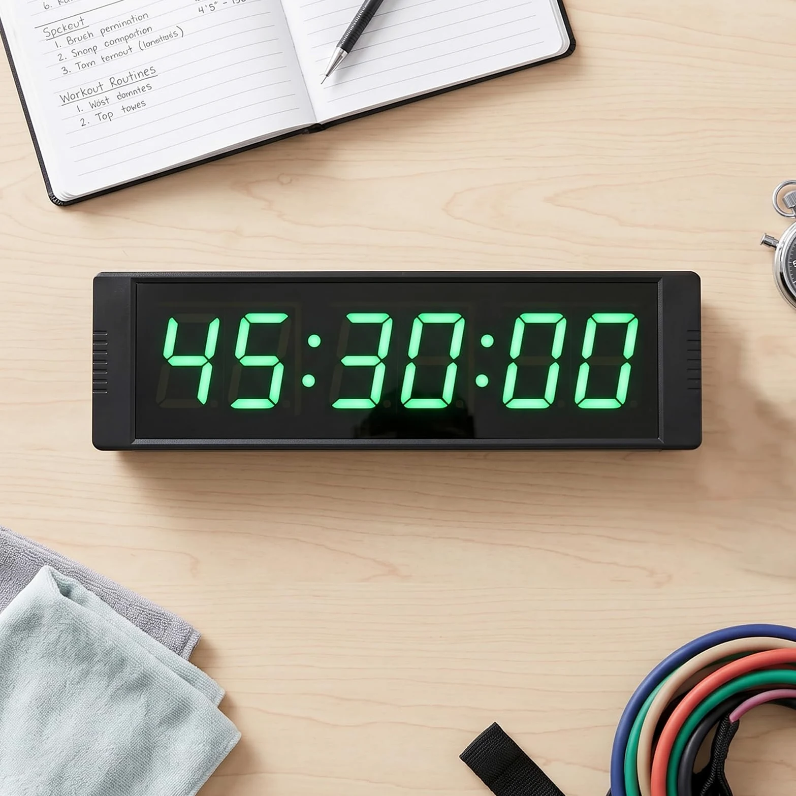 Reloj Digital de Cuenta Regresiva con Control Remoto, Pantalla LED Verde, Temporizador de Ejercicios para Deportes y Reuniones, Construcción de Aluminio Duradera