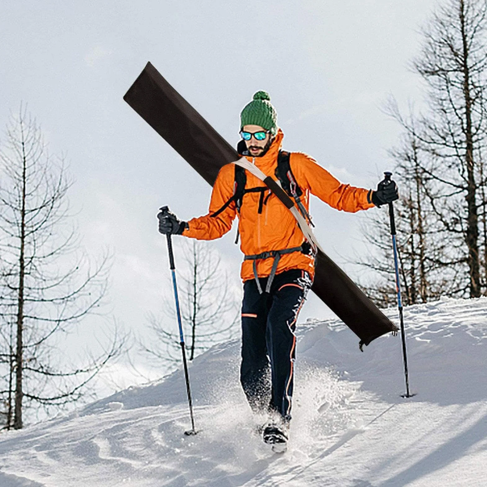 Bolsa de esquí impermeable, bolsa de esquí de doble costura, bolsa de snowboard envolvente con cremallera con asas de asa, almacenamiento de equipo de esquí, estuche de transporte de esquí para