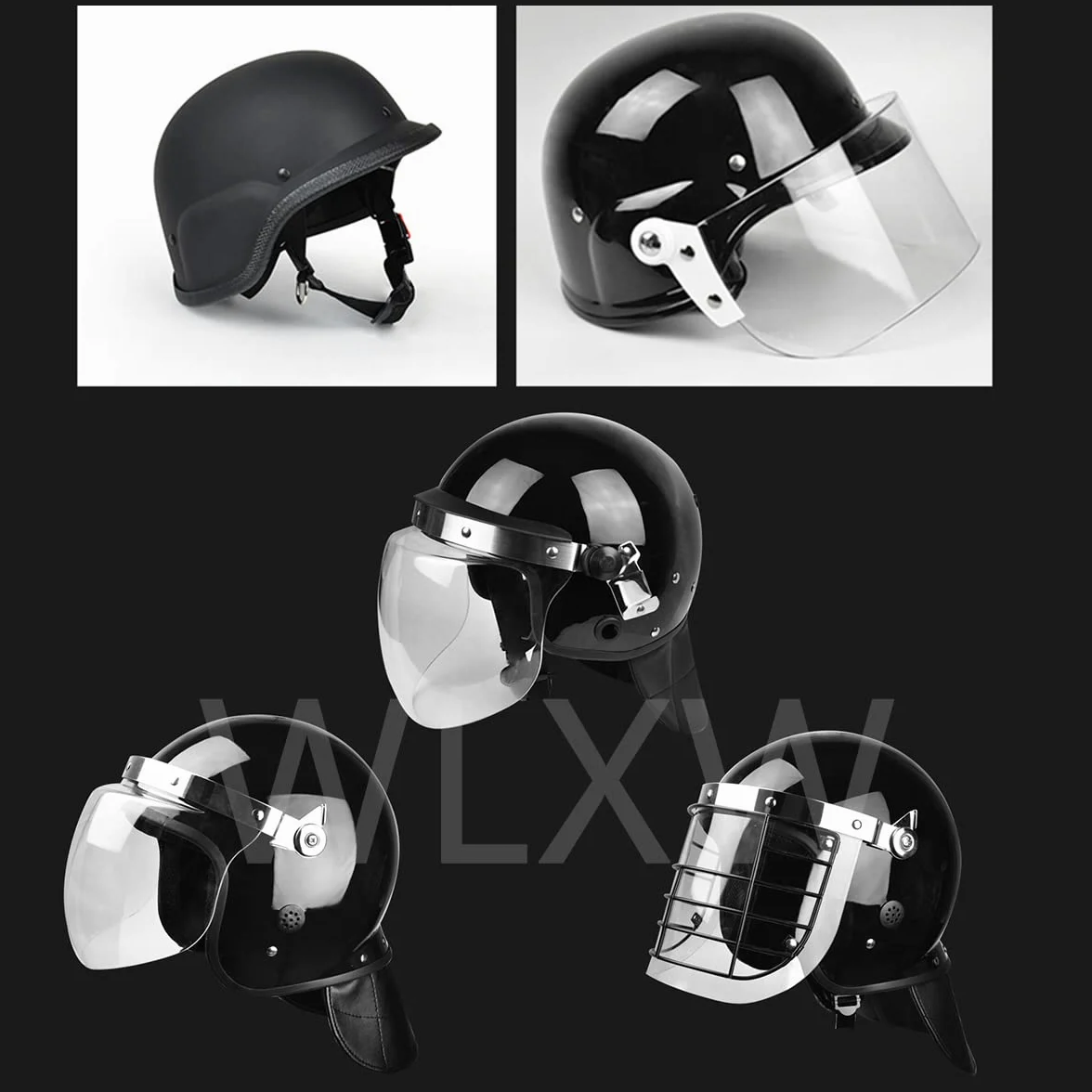 WLXW Casco Táctico Antidisturbios, Casco Especial Antidisturbios con Visera Transparente Máscara De Malla De Alambre De Acero, SWAT Protector Paintball Combate Cosplay
