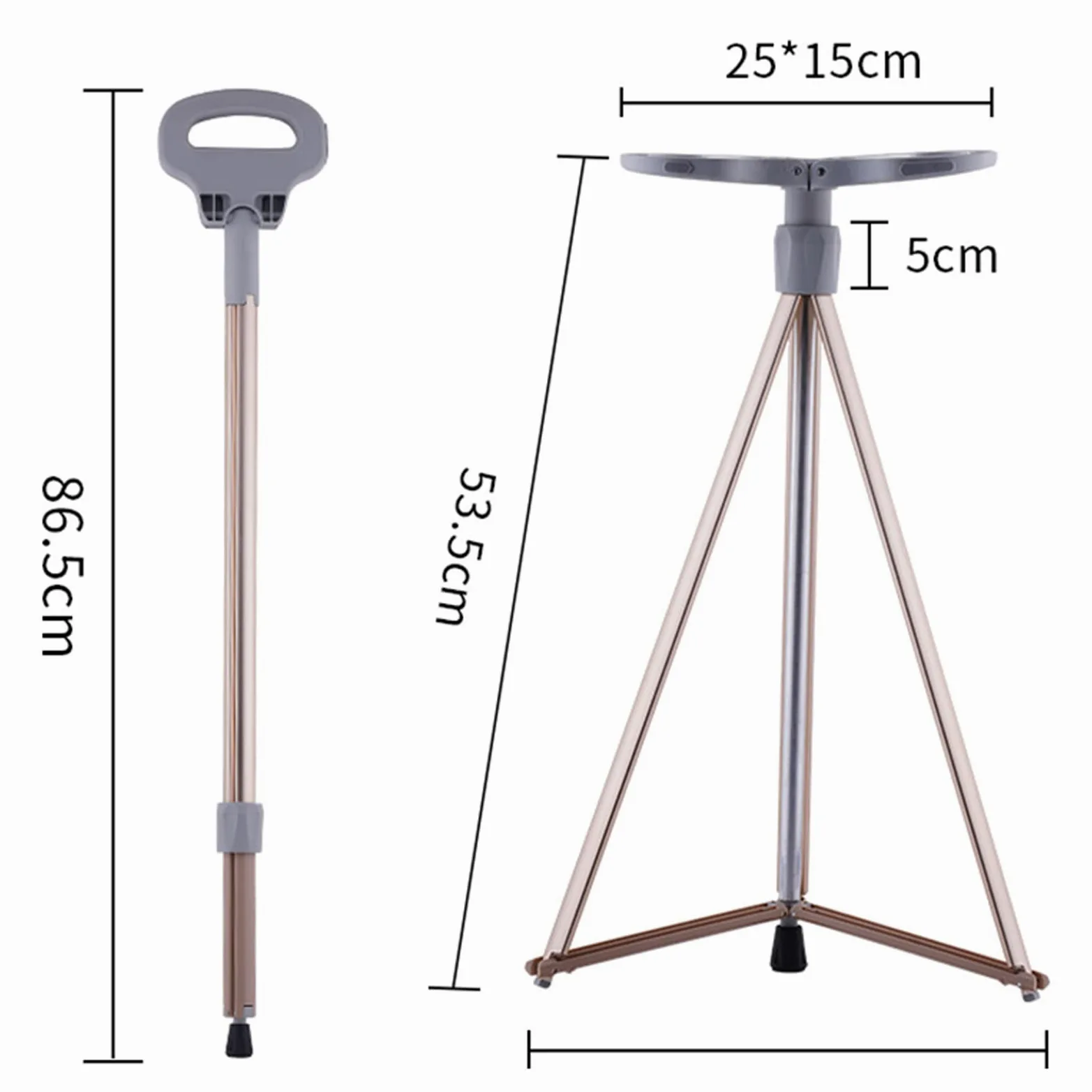 Bastón plegable con bastones de senderismo de aluminio ligero para viajes universales y montañismo, color negro