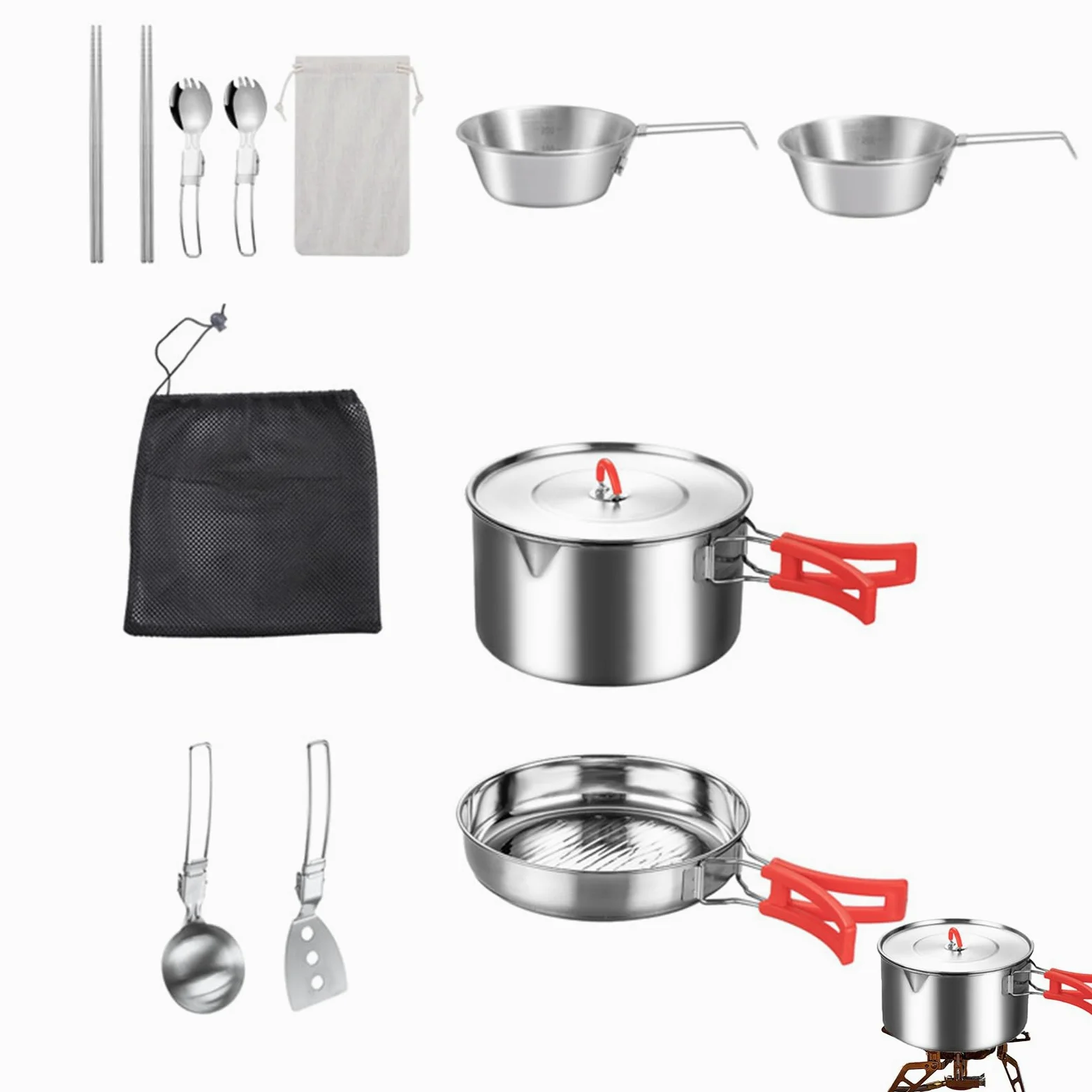 Batería De Cocina Para Camping Equipo De Supervivencia Ligero Con Olla | Juego De Ollas Para Camping Para Acampar, Cocinar, Aire Libre, Senderismo, Pesca, Viaje
