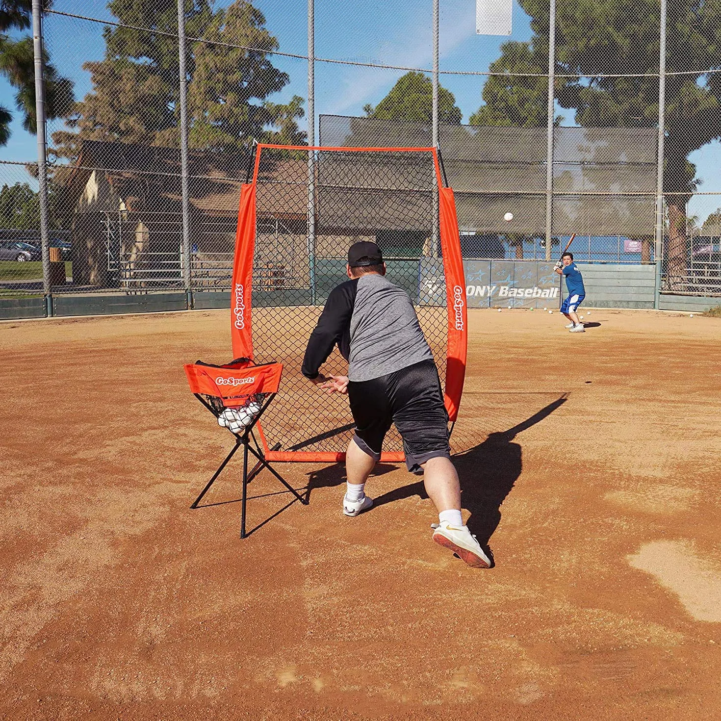 GoSports Pantalla de lanzamiento de béisbol y sóftbol, red de protección para lanzador, pantalla L o pantalla I