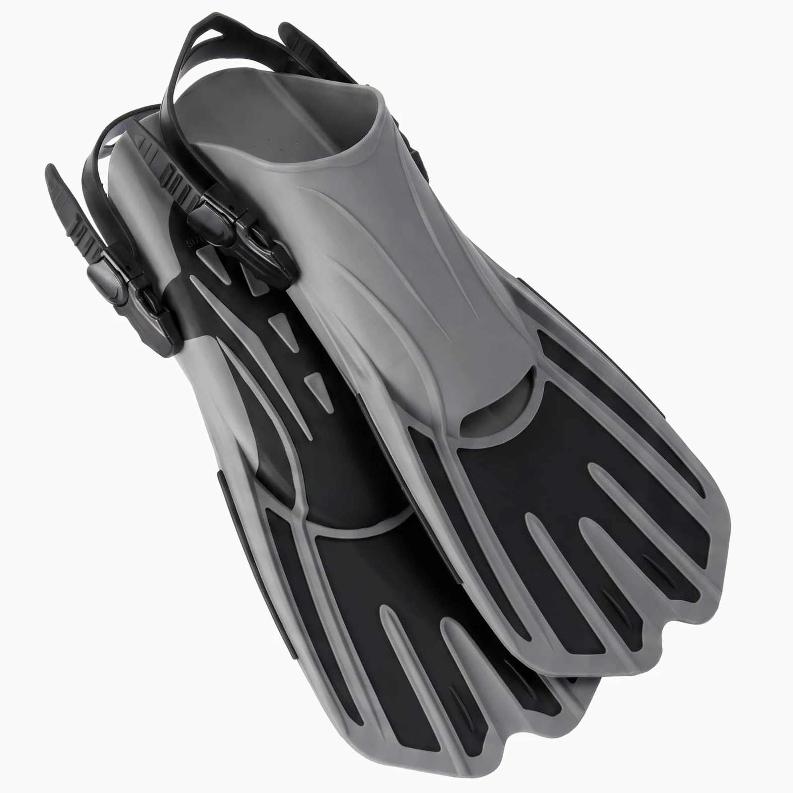 TOMSHOO Aletas de snorkel cortas ajustables con talón abierto para adultos, hombres, mujeres para bucear, bucear, viajar