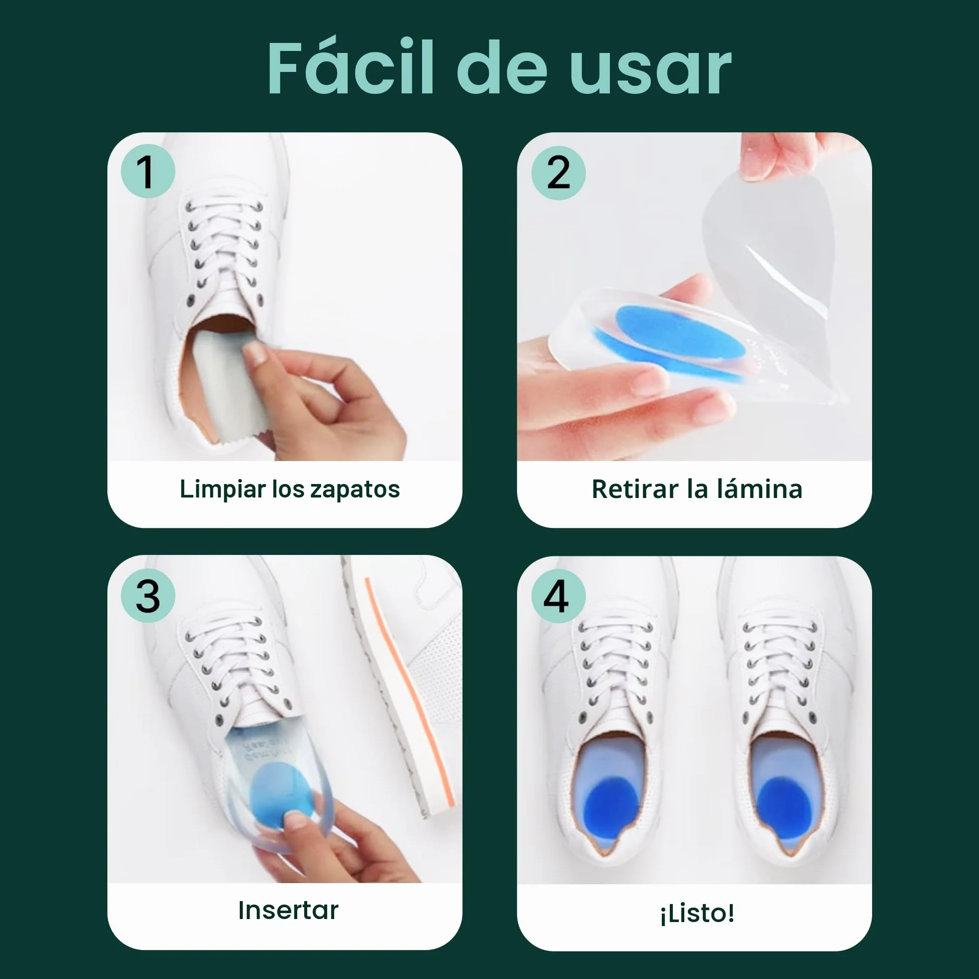 YogaMedic Taloneras de Gel 2 Pares (4 Uds) para Fascitis Plantar, Tendinitis de Aquiles y Espolón en el Talón