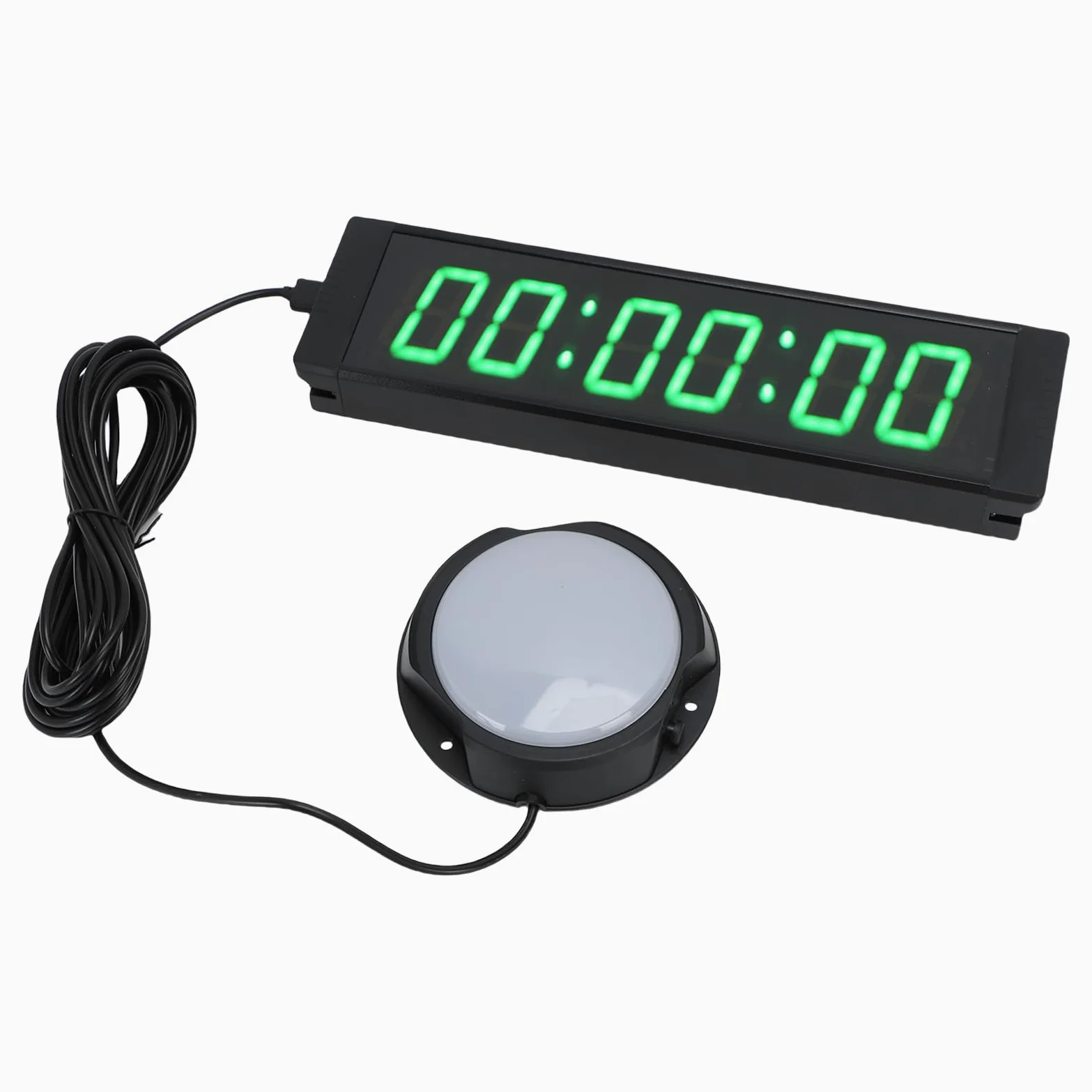 Cocoarm Temporizador de de 6 Dígitos, Temporizador de Electrónico de Aleación de Aluminio con Botón con Cable, LED Verde de 1,5 Pulgadas, Recargable de 2000 MAh, Cronómetro de Cuenta Atrás para