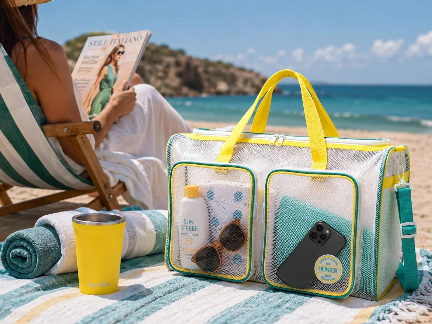 Bolsa Playa XXL Familiar con Cremallera Beach Bag Grande