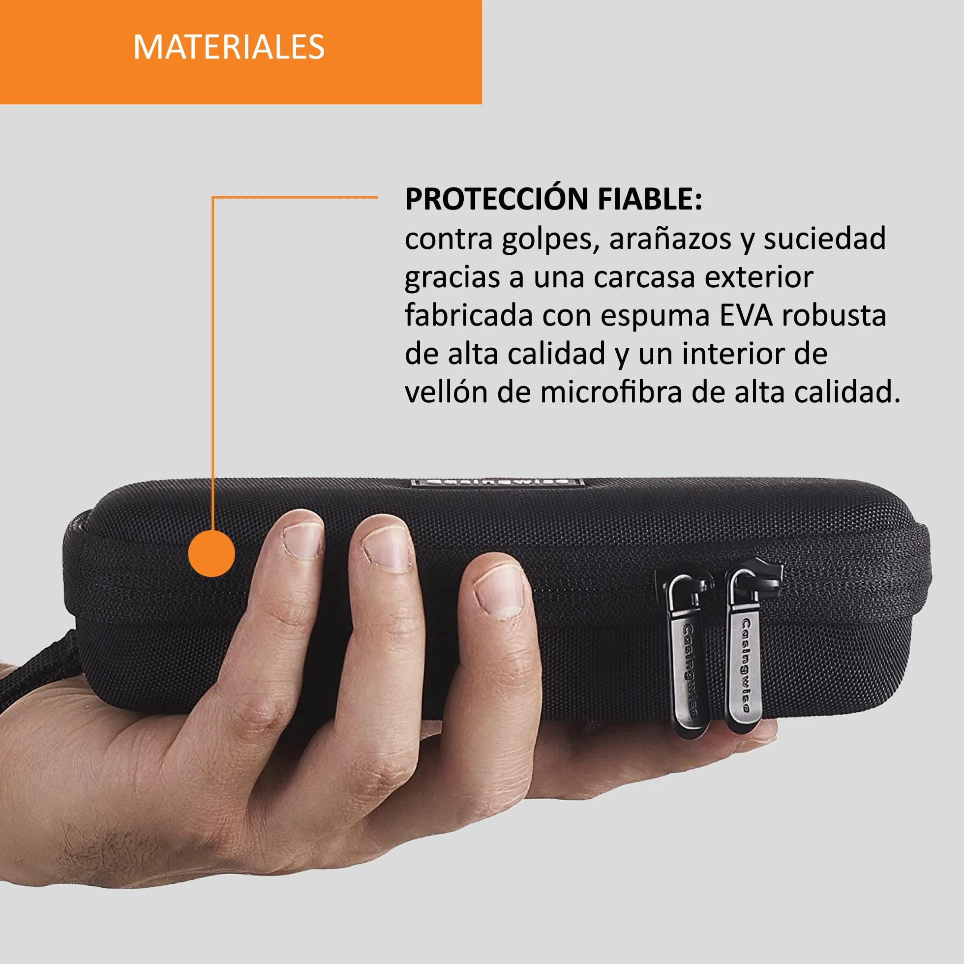 Funda para Bite Away con compartimento de red, asa de espuma y microfibra