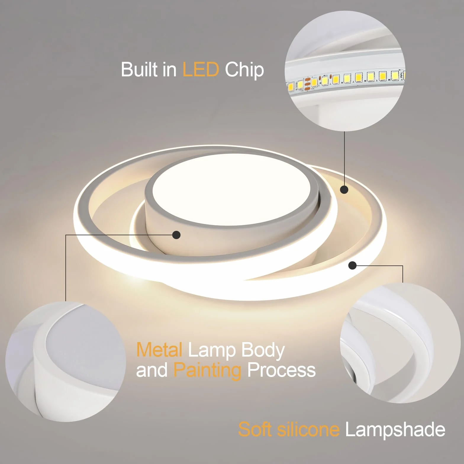 Pack de 2 Plafones LED 32 W 2350 lm 4500 K Blanco Redondo 27 cm