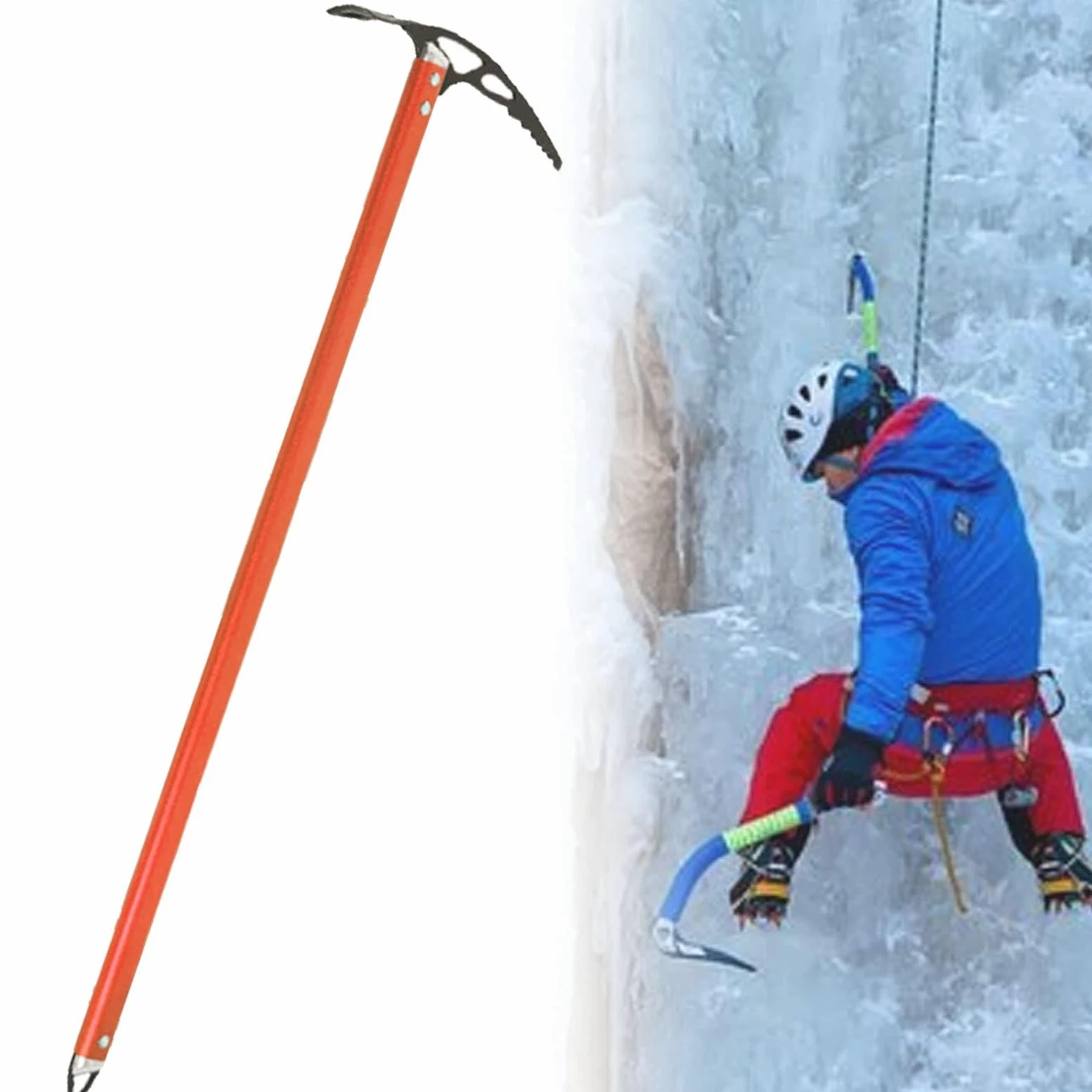 Hachas profesionales para escalar en hielo, pico ligero para caminar al aire libre con material de aluminio, longitud 24 * 60/70/80 cm, peso 403 g/432 g/458 g, equipo de escalada para montañismo 70cm