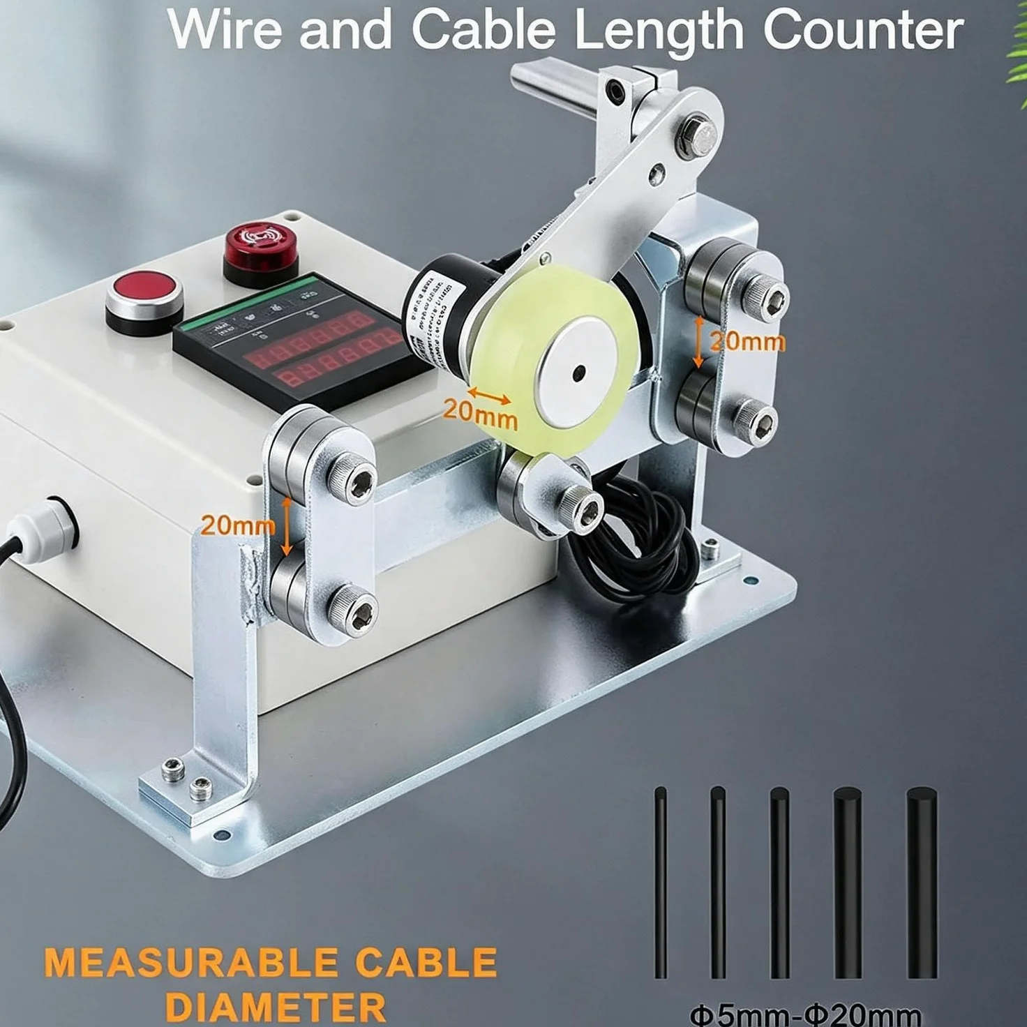 Contador Digital Rodante 110-240v Para Cables Y Cuerdas Metálicas | Cuenta Con Aviso Sonoro De Límite Ajustable,Tres Modos De Recuento,Valor Inicial Configurable,Para Hilos Y Varillas Metálicas
