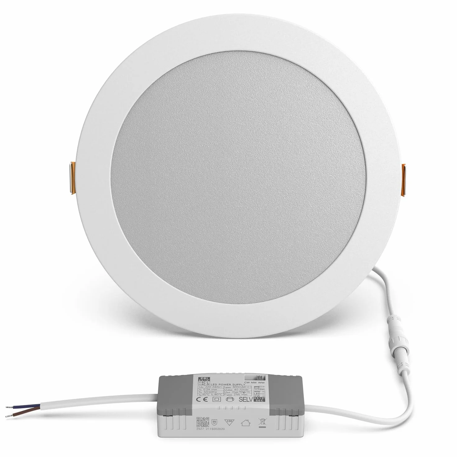 TRAXON LUXPOINT® Downlight LED Empotrable Slim 20W 3CCT 3000K/4000K/6500K con Driver Externo, Panel LED Redondo Ø224mm Corte 205-210mm, Foco LED Techo Interior 120° 220-240V (Blanco, 20W CCT)