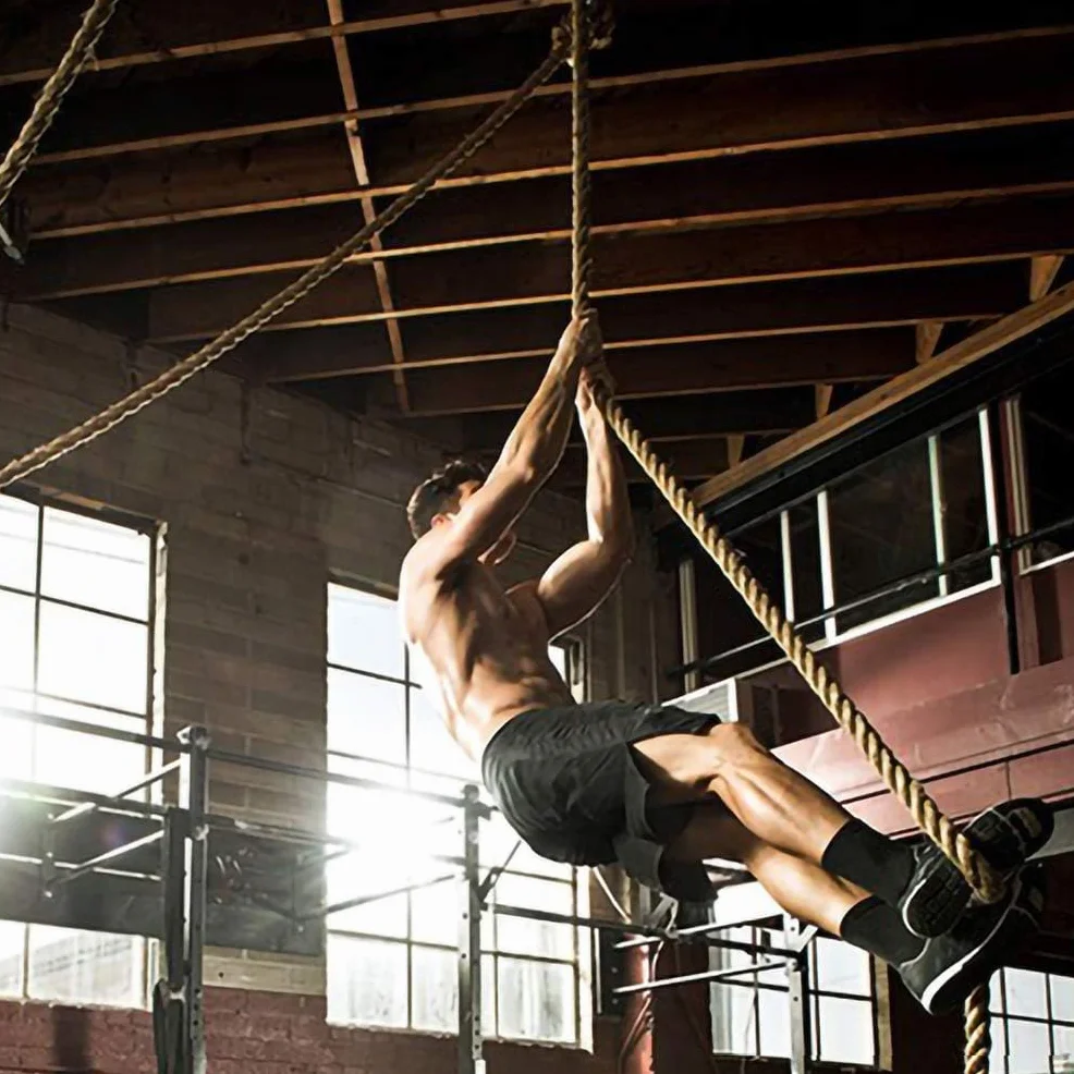 Cuerda de Yute para Trepar 30/40/50mm 3-9m con Mosquetón para Escalada Crossfit Gimnasio