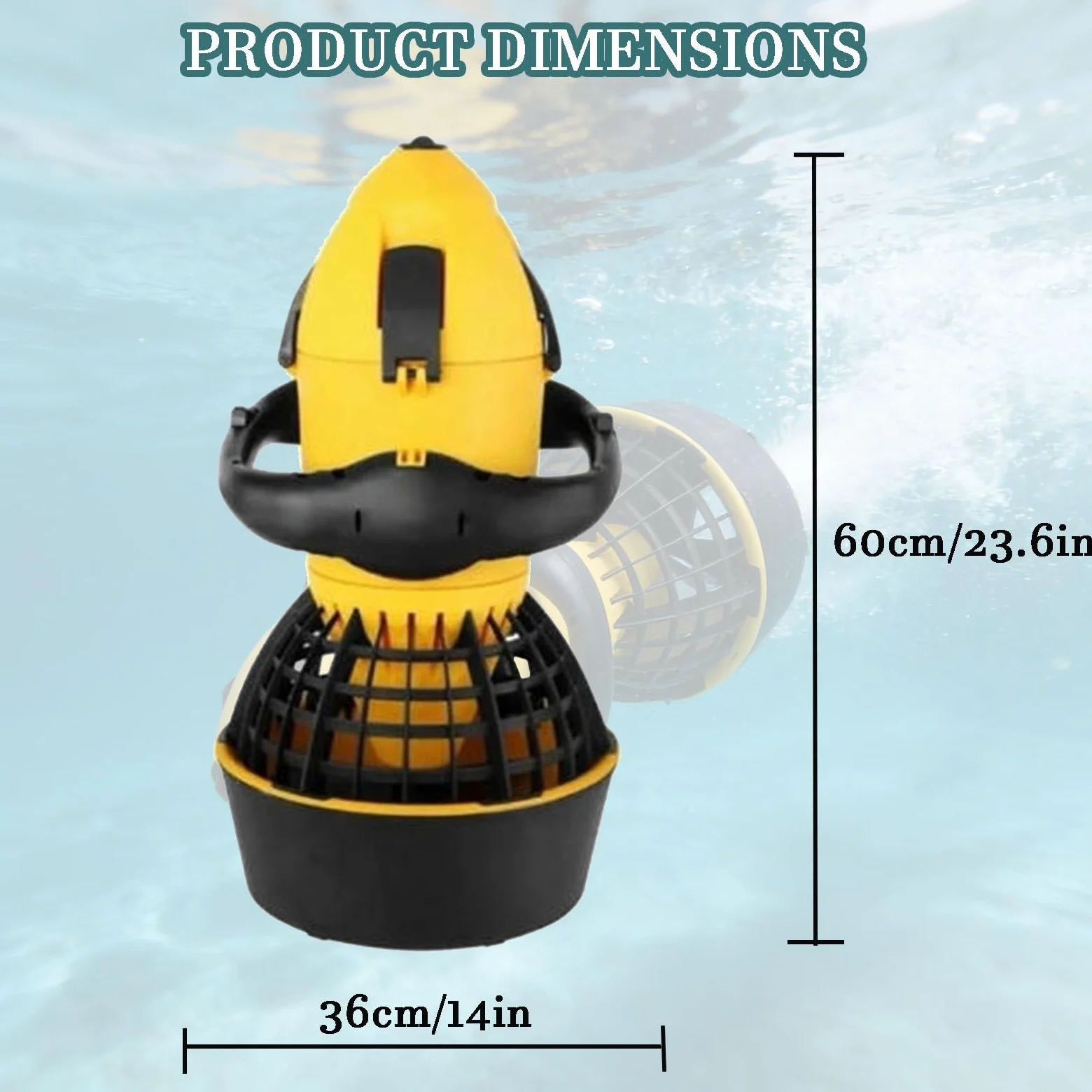 Scooter subacuático Compacto y Ligero, Scooter eléctrico subacuático de 500 W, hélice subacuática de Doble Velocidad, Scooter de Buceo, para Adultos, Piscina, Buceo, esnórquel
