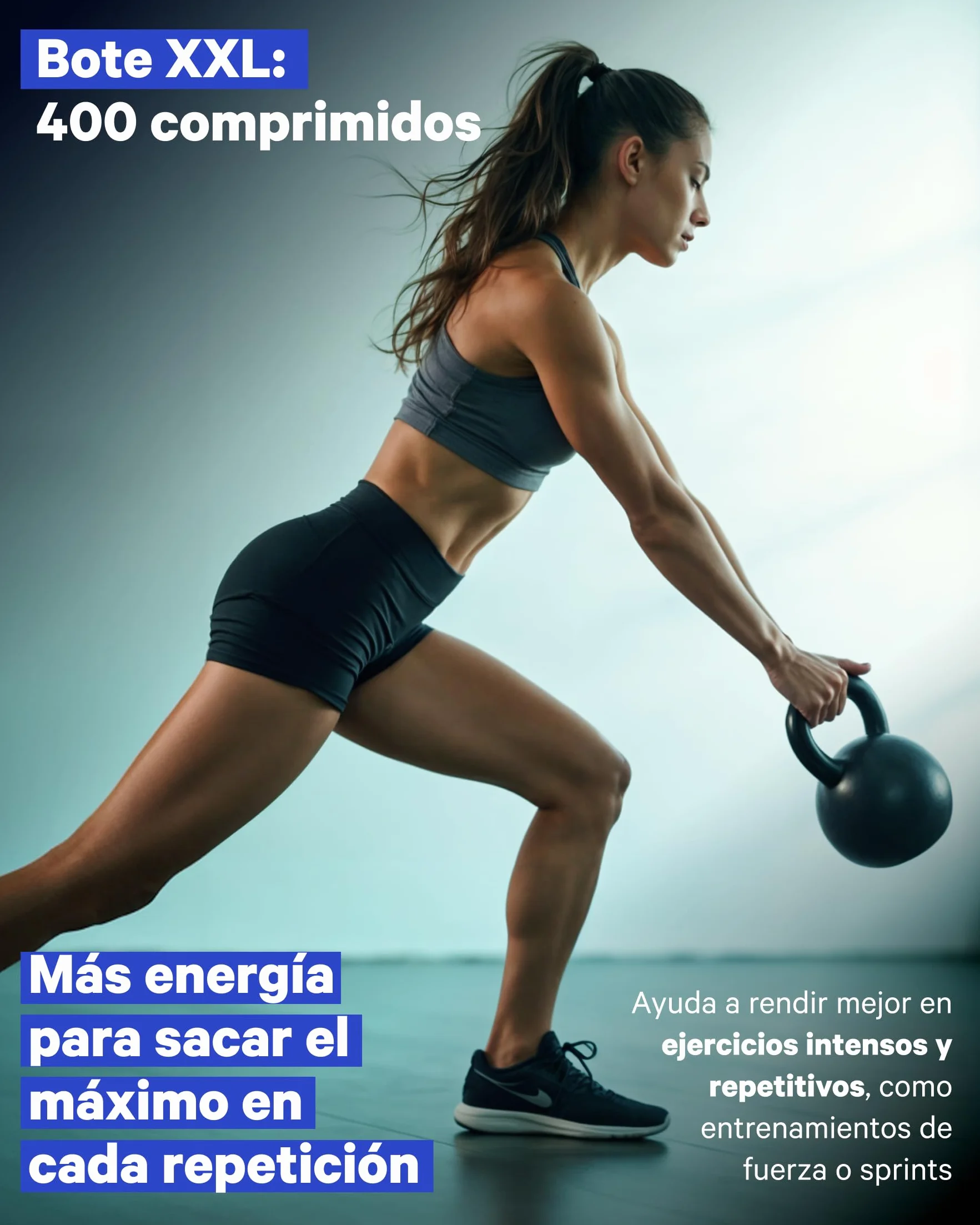 Creatina Monohidratada 3000 mg 400 comp Mejora Fuerza Masa Muscular Resistencia Vegano Sin Gluten No OGM