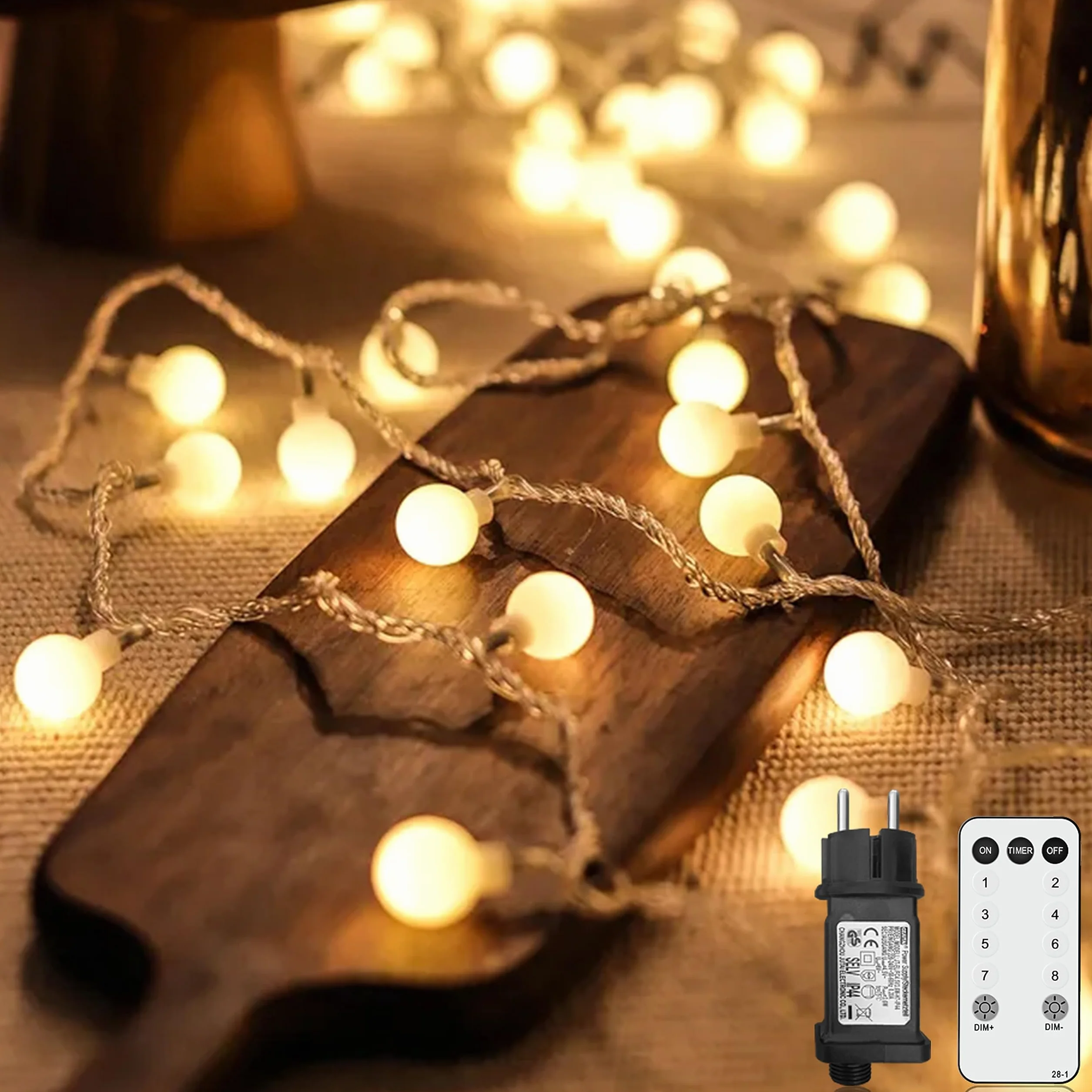 Liyade Guirnalda Luces 15M 120LED Cadena de Luces Exterior Interior 8 Modos Navidad