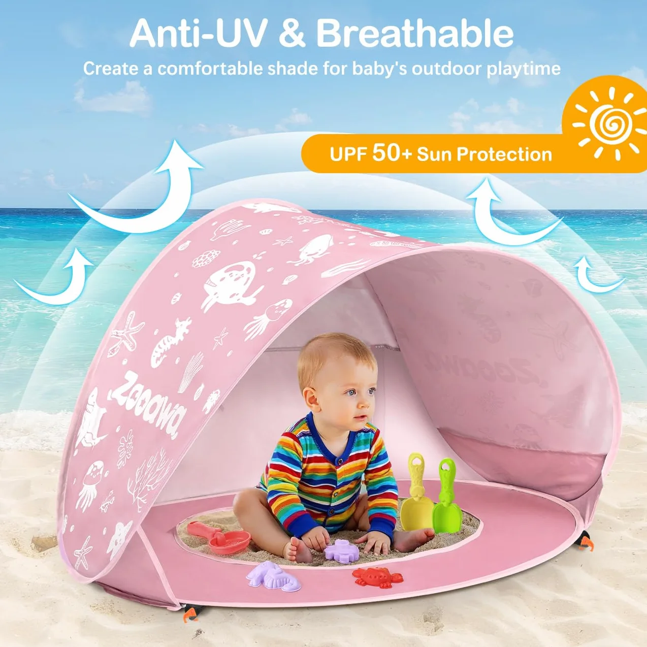 Tienda Playa Bebe Pop up con Piscina Plegable Portátil Protección Solar
