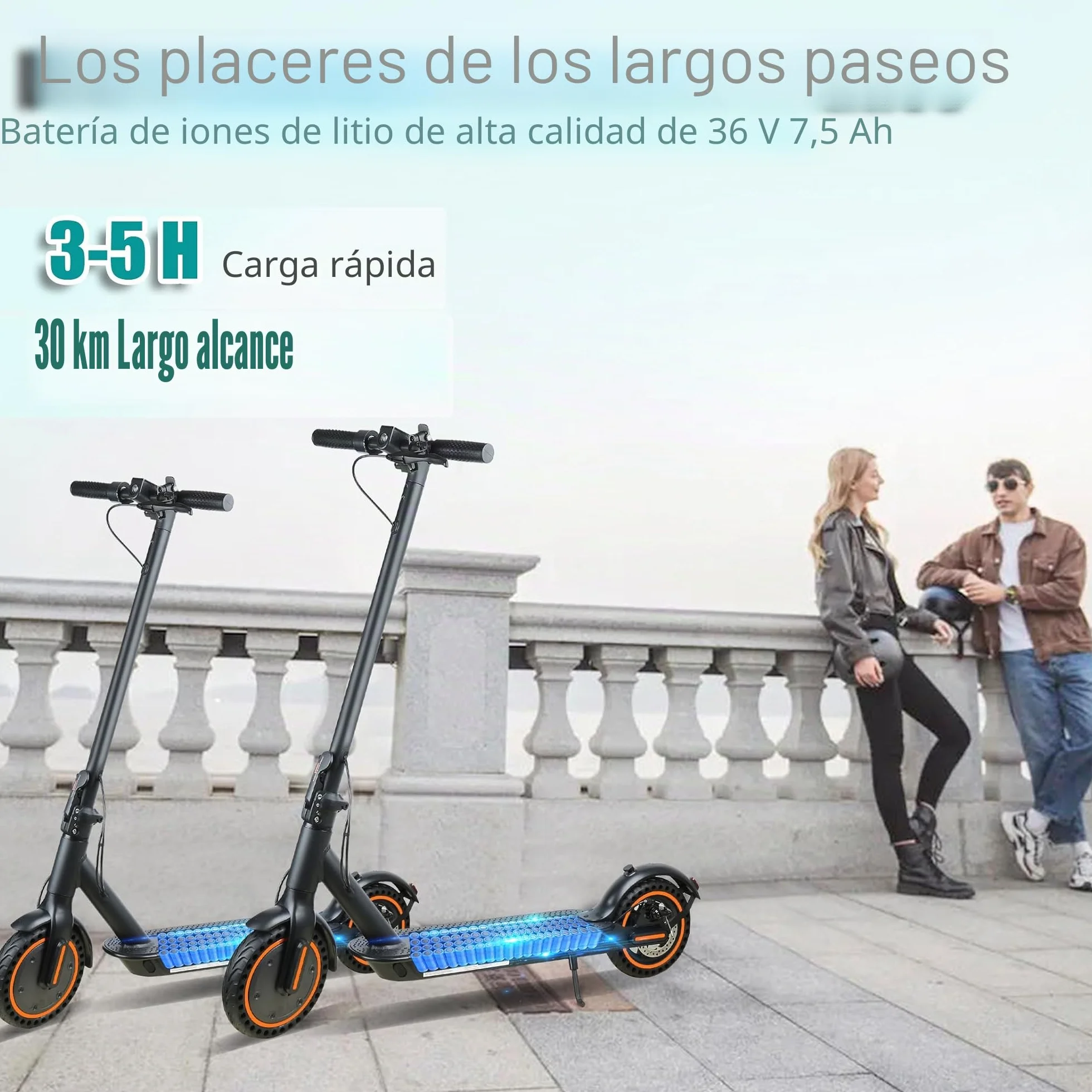 Patinete eléctrico Adulto, Velocidad 25 km/h, autonomía 30 km, neumáticos llenos de 8,5 Pulgadas, Patinete eléctrico Plegable con Motor de 250 W, Doble frenado y Control vía App y Pantalla LED