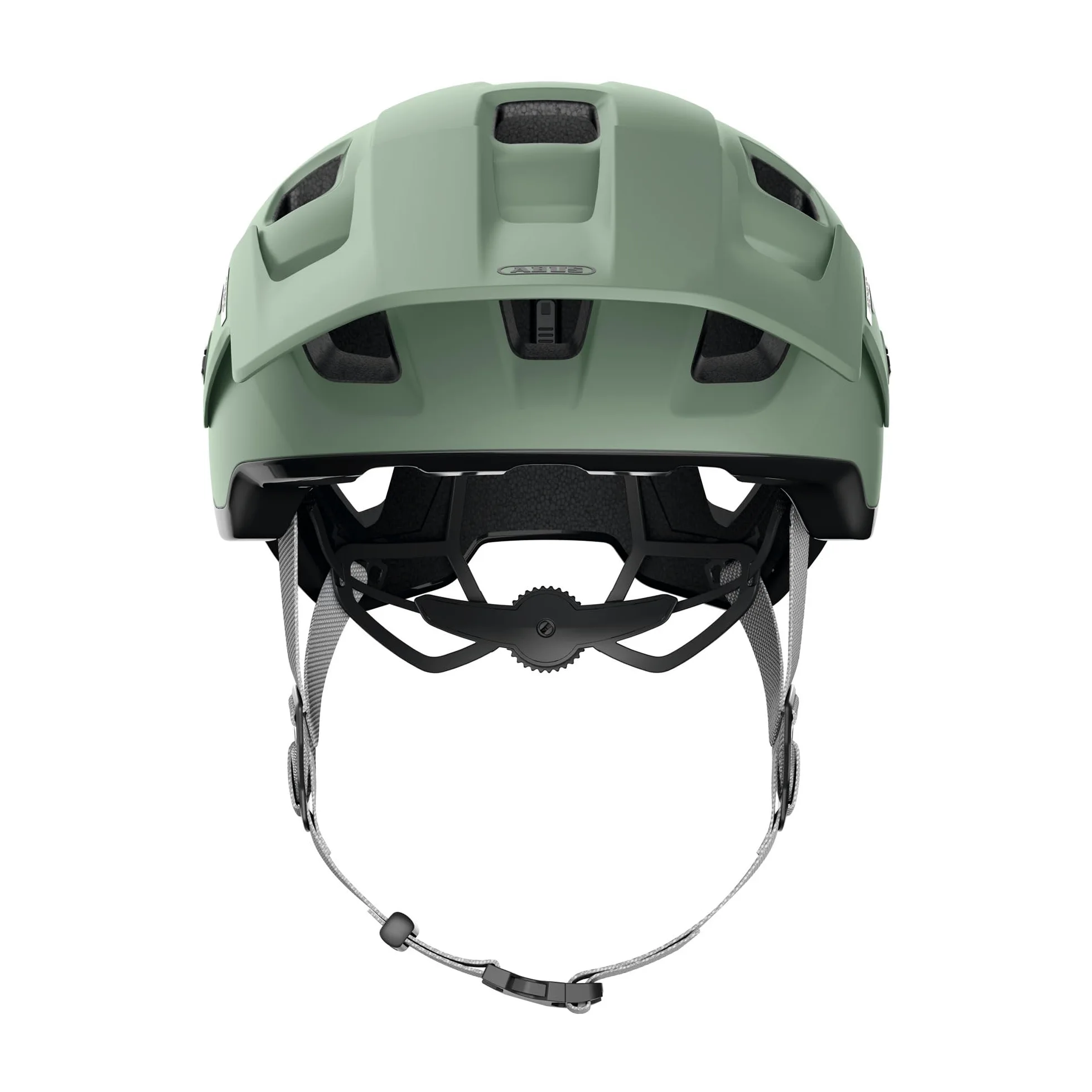 ABUS Casco MTB MoDrop para Bicicleta de Montaña, Verde, M | Tecnología In-Mold, sistema de ajuste, soporte para gafas, abertura para coleta