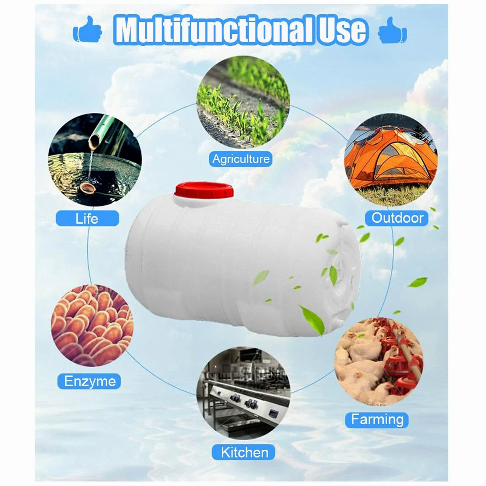 Depósito de agua Contenedor de agua de plástico Cubo de emergencia Transportador de agua 80L Cubo de agua portátil con un grifo Material plástico insípido Almacenamiento de agua al aire libre para