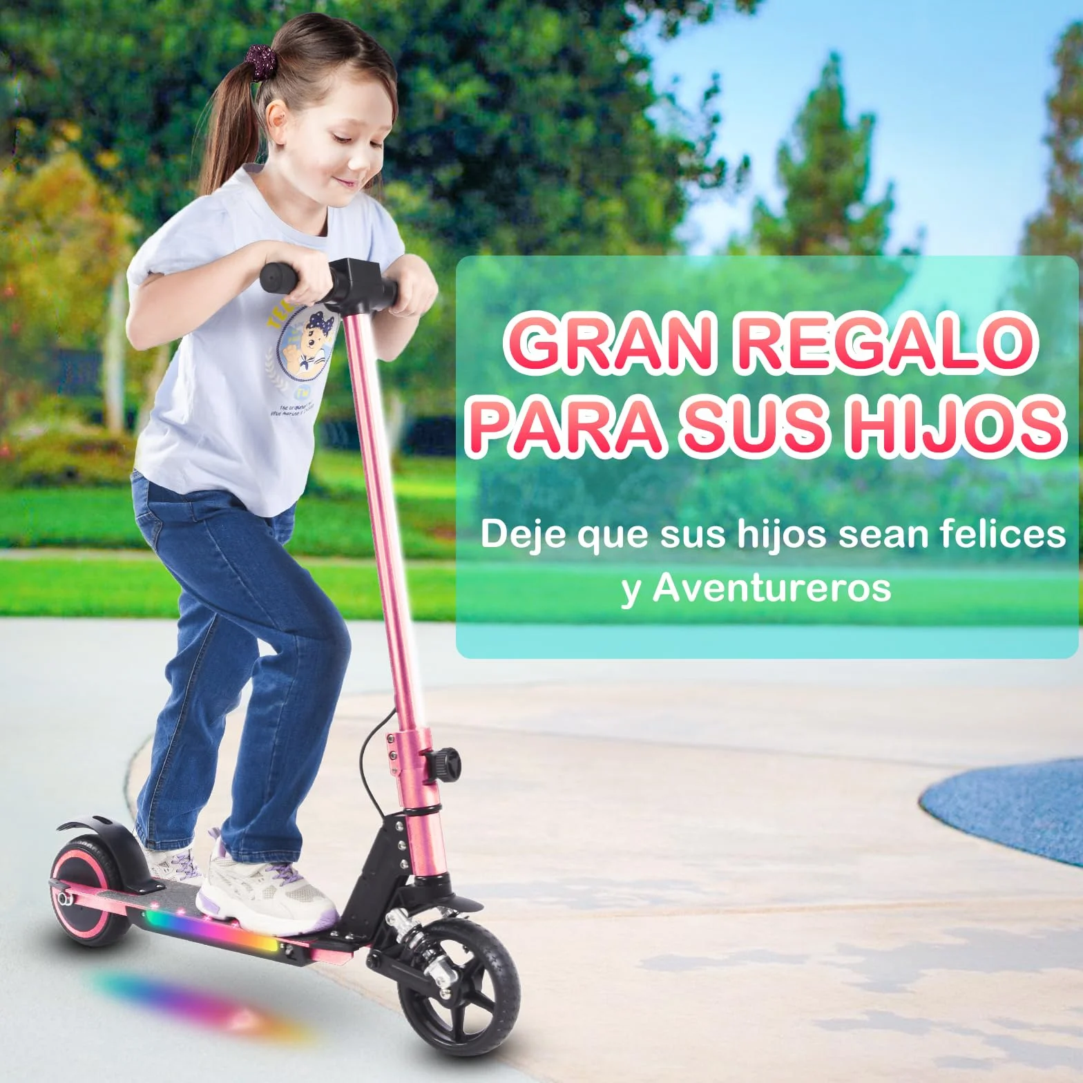 Patinete Eléctrico para niños,Plegable Niños 6 a 12 Años,Patinete Electrico Niño Pantalla LED,Patinetes Electricos Alcance de 5-8 KM,Patinete Niño Luces LED Coloridas