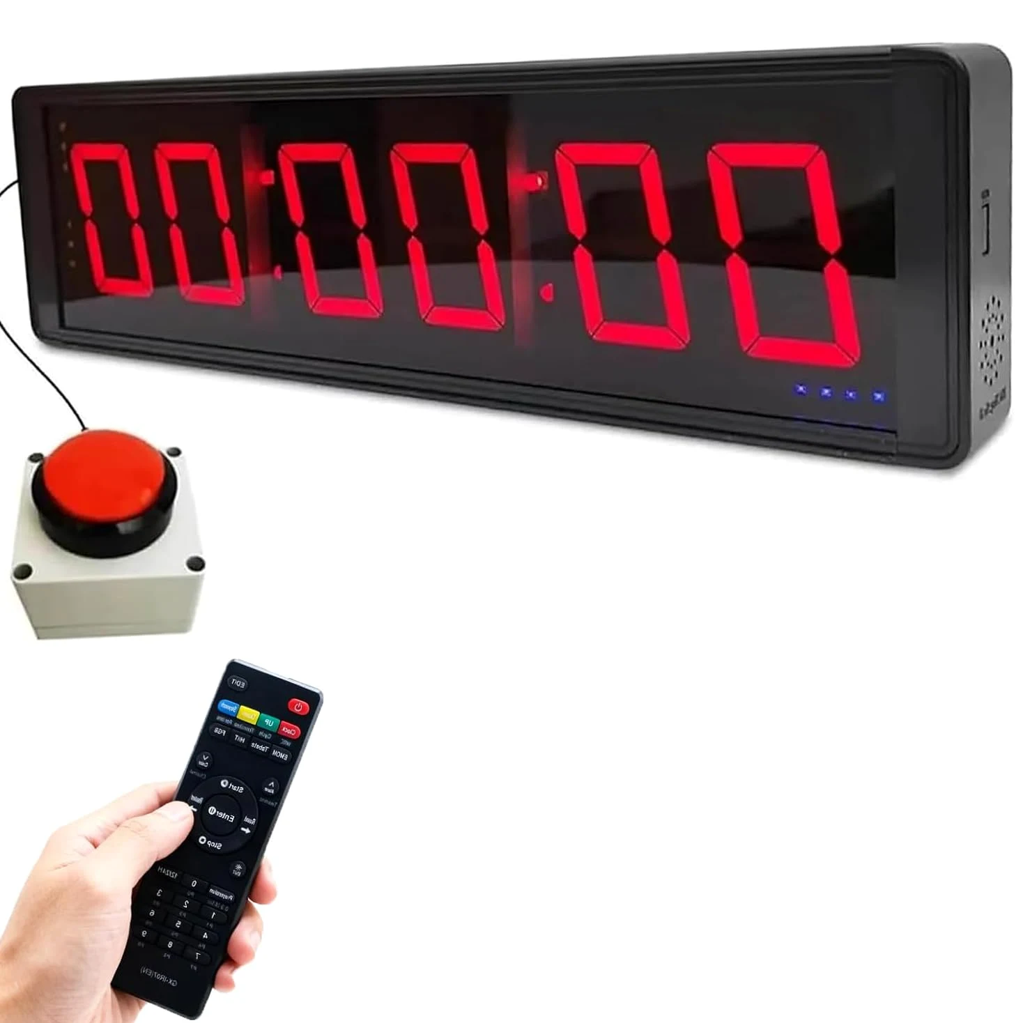 Cronómetro de competición de 6 dígitos, cronómetro para fitness con botón de cronómetro, pantalla digital LED de 1,8 pulgadas, memoria de 20 segmentos, con ganchos para colgar en la pared, para gimnas