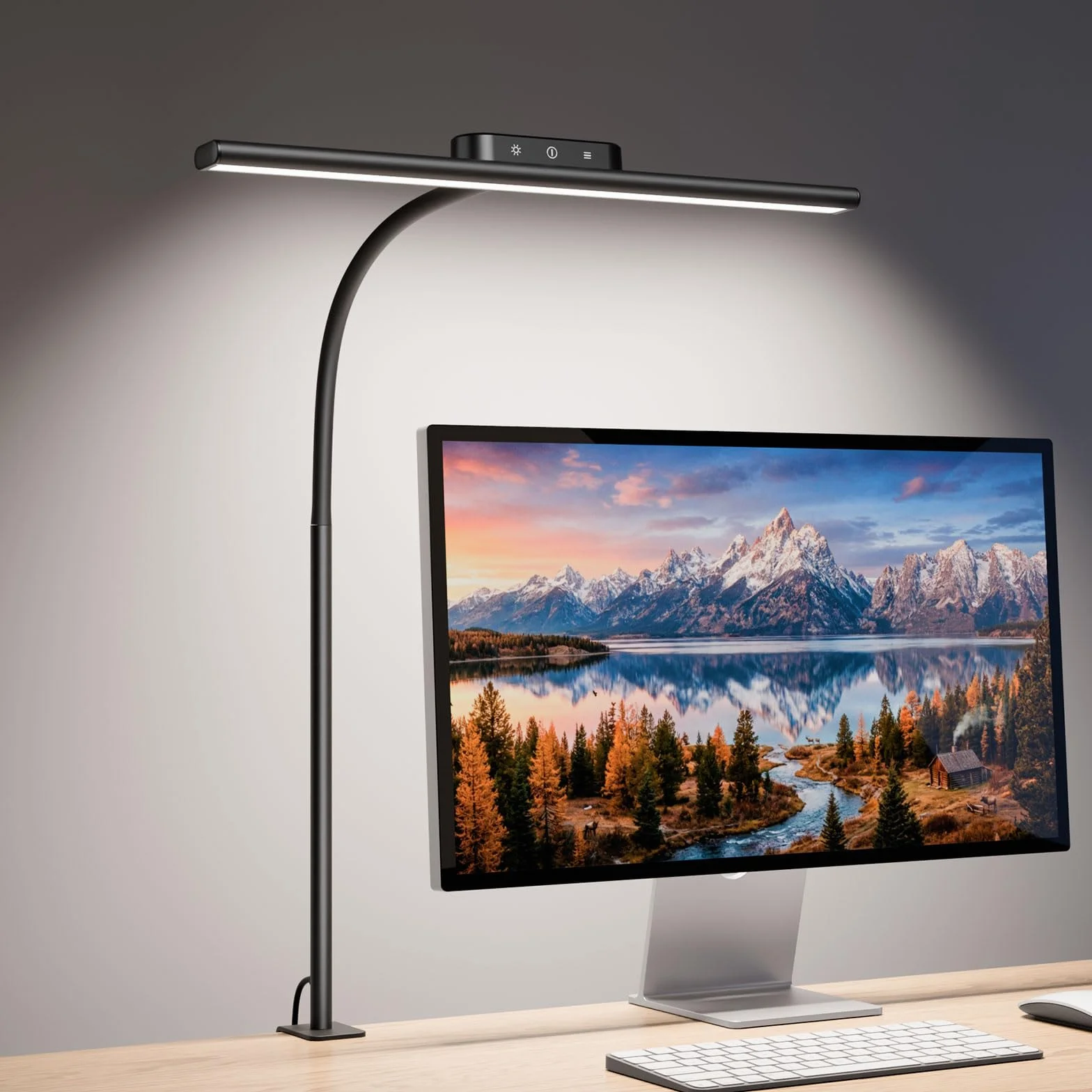Lepro Lámpara de Escritorio Pinza LED 11W, Flexo Ajustable 5 Modos Color 5 Niveles Brillo, Cuidado Ocular, Negro