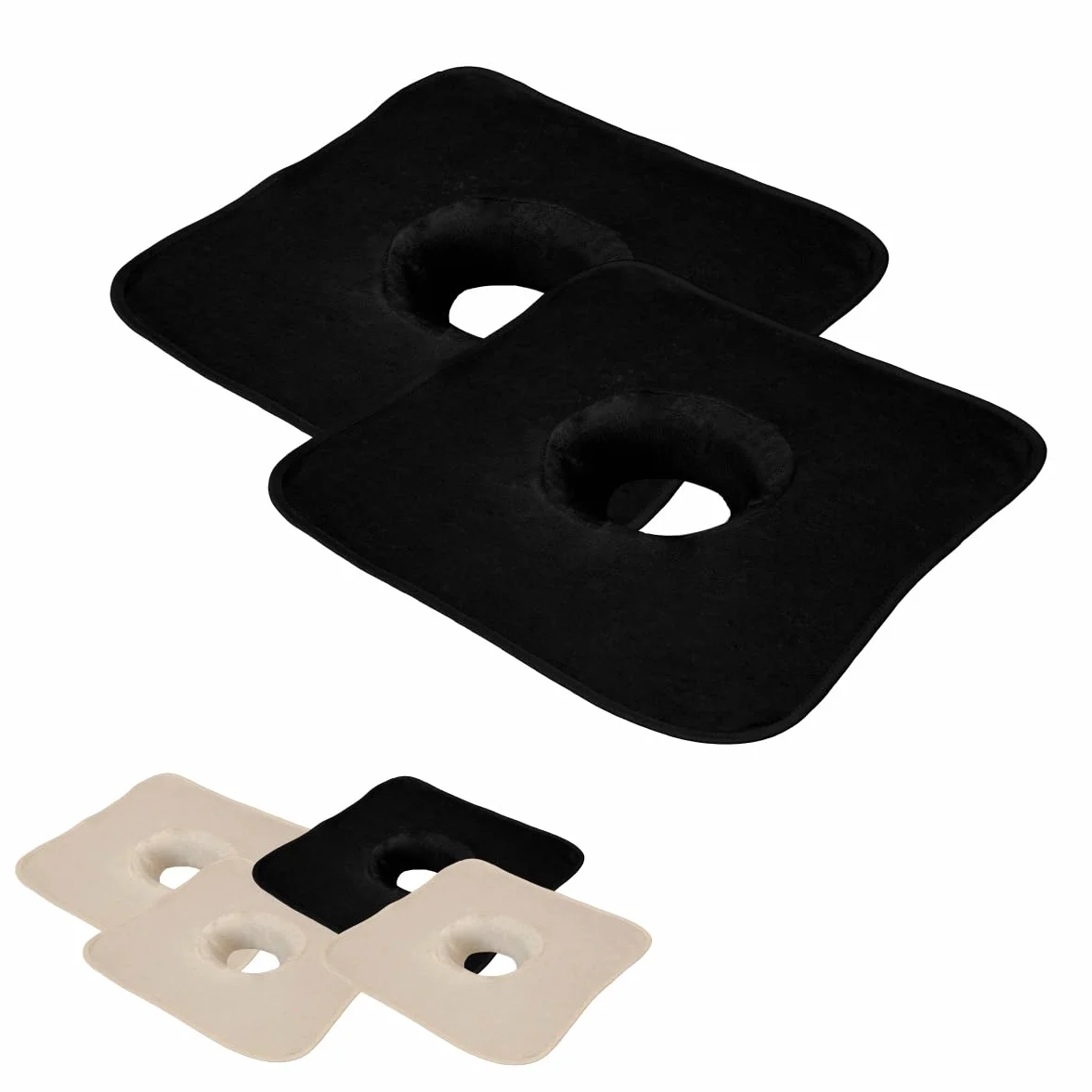 Vivezen Lote 2 toallas cabeza mesa masaje funda protectora orificio facial 35x35 cm 100% poliéster