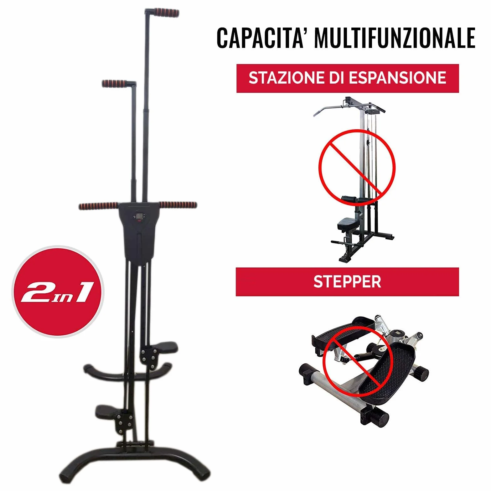 FFitness Vertical Climber Stepper AB Climber Vertical Escalada Cardio Aerobic Fitness Entrenamiento HIIT