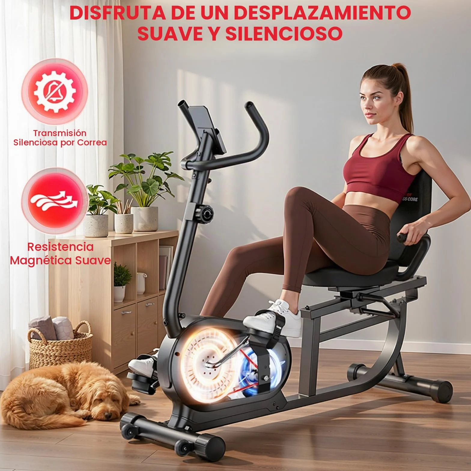 Bicicleta estática 5 en 1 con 16 resistencia magnética y capacidad de carga de 150 kg, ergómetro con respaldo y pantalla LCD, asas de frecuencia cardíaca, fitness