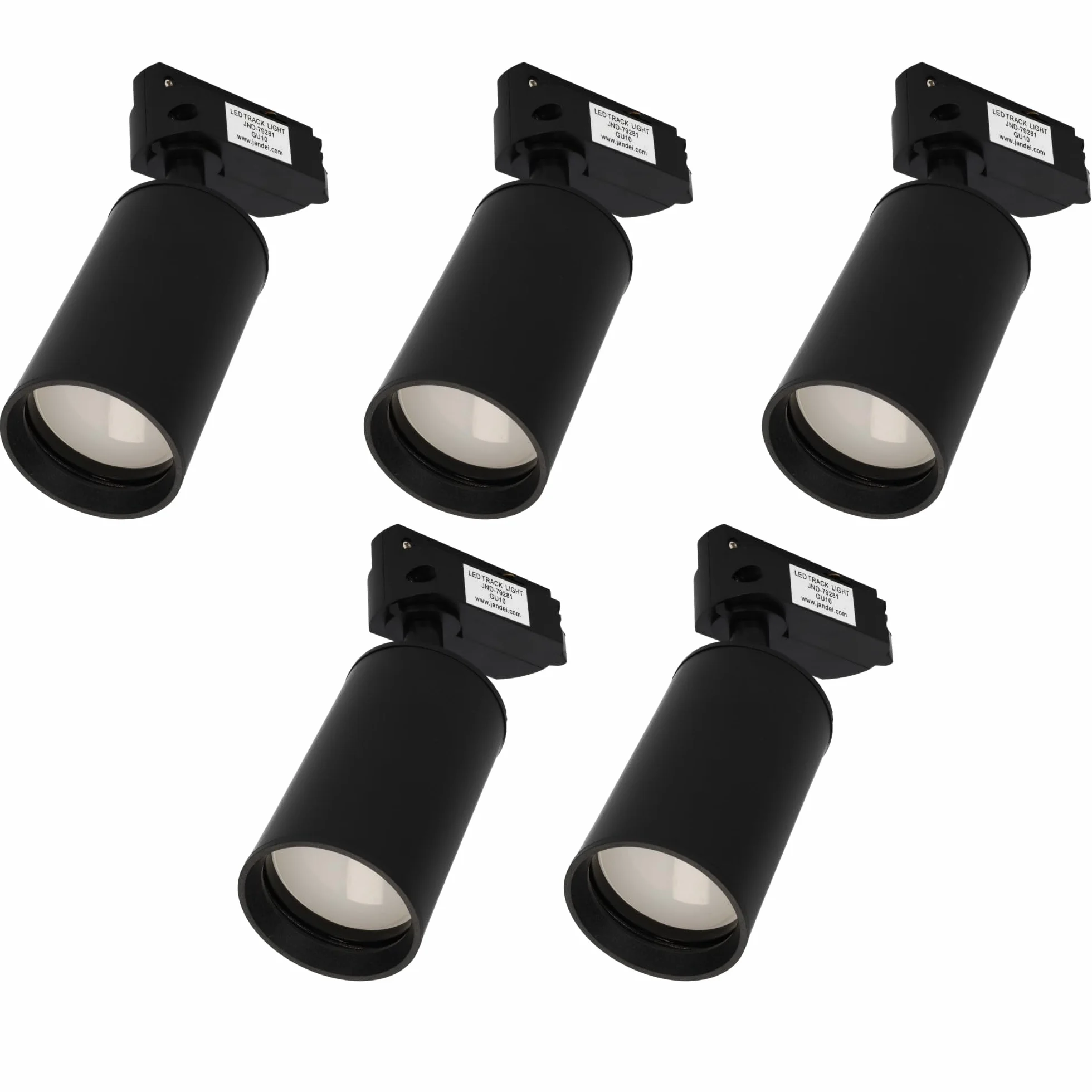 Pack 5x Foco Carril Orientable GU10 Monofásico 220V Aluminio Negro Iluminación Direccional