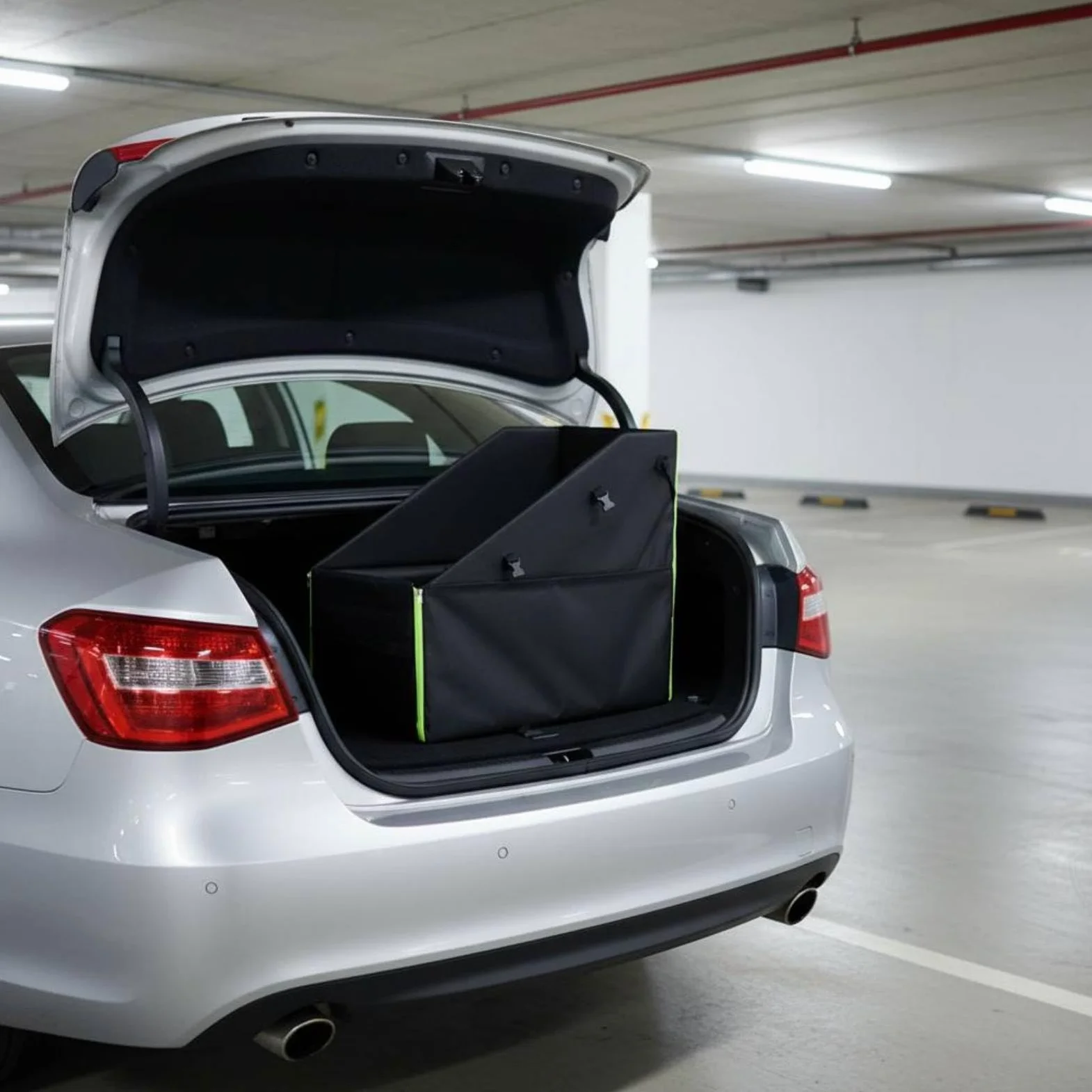 MERIGLARE Cesta de Almacenamiento para Maletero de Coche Plegable en Lona Oxford con Protección Lateral Reforzada y Práctica Apertura Adecuada para Llevar, Negro, Negro, Grande - Sin Ruedas