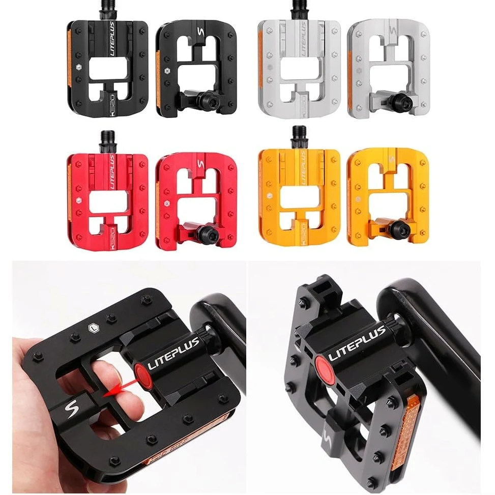 Pedales de bicicleta, 1 par de pedales de bicicleta, pedales plegables de aleación de aluminio, para bicicleta de carretera MTB