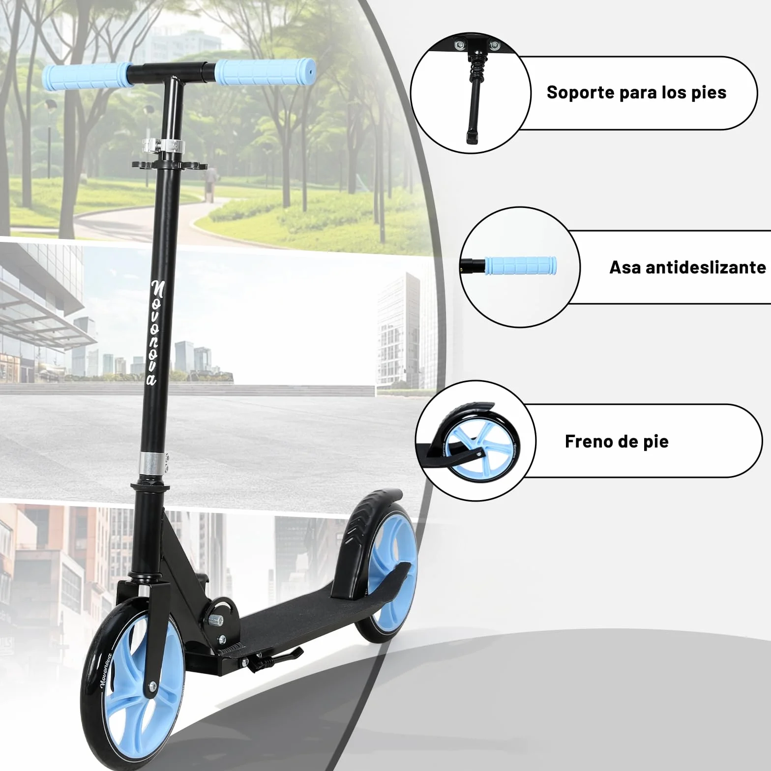 Patinete Scooter Plegable, Patinetes para niños y niñas, 9-14 años con Manillar Ajustable 88-98.5cm, Patinete con 2 Ruedas Grandes 200mm y Freno Posterior, Máx. 100kg