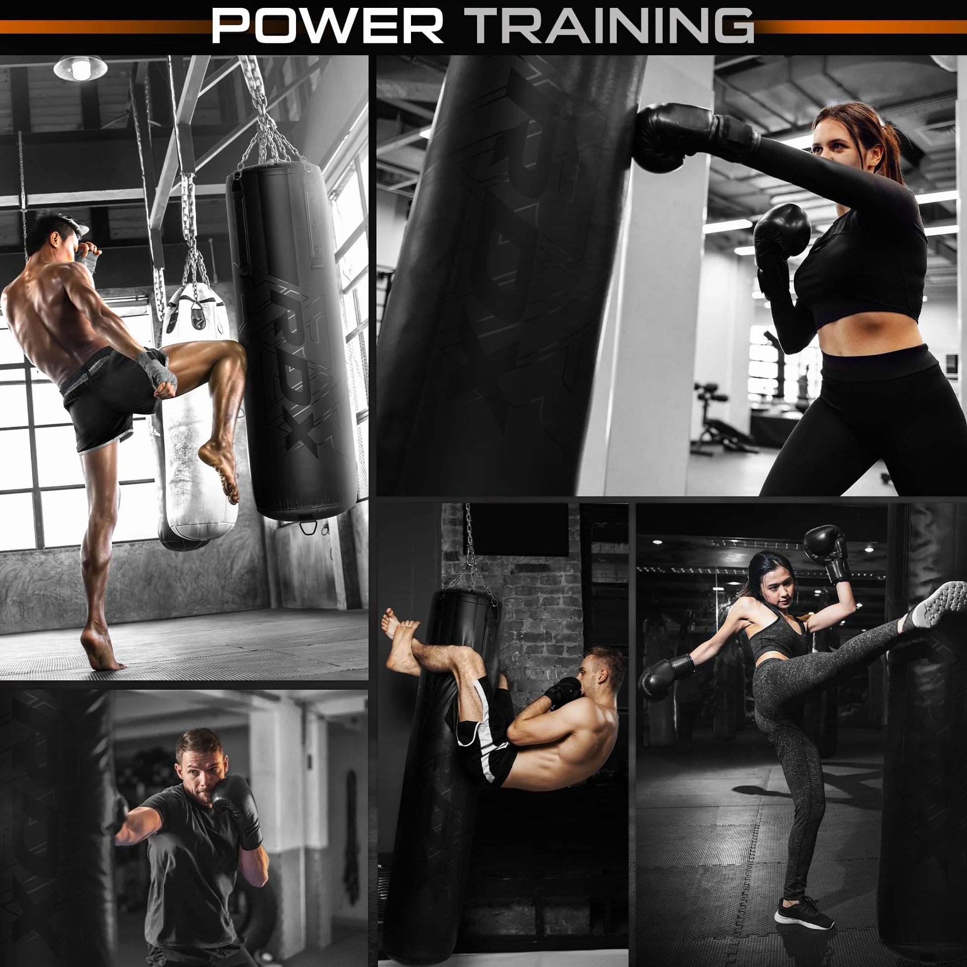 RDX Saco de Boxeo Adulto Relleno 5ft, 3PC Cuero Maya Hide Anti Swing Punching Bag Set con Guantes, Bolsa Punch Pesada para Artes Marciales Muay Thai Kick Boxing, Hogar Gimnasio Fitness