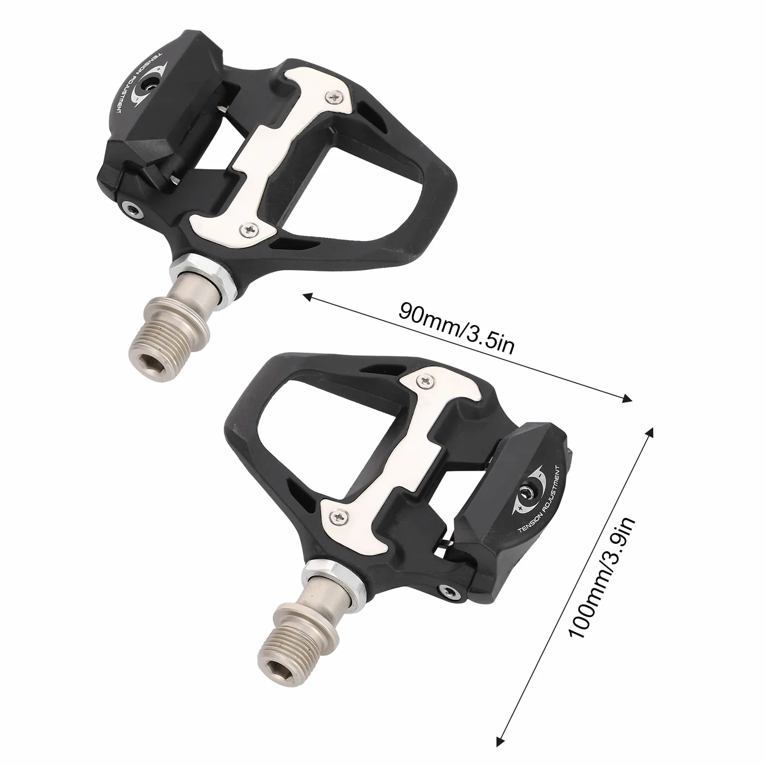 Pedales -SL de Bicicleta de Carretera y Montaña - Plataforma de 9/16 Pulgadas con Placas, Aleación de Aluminio para Trekking