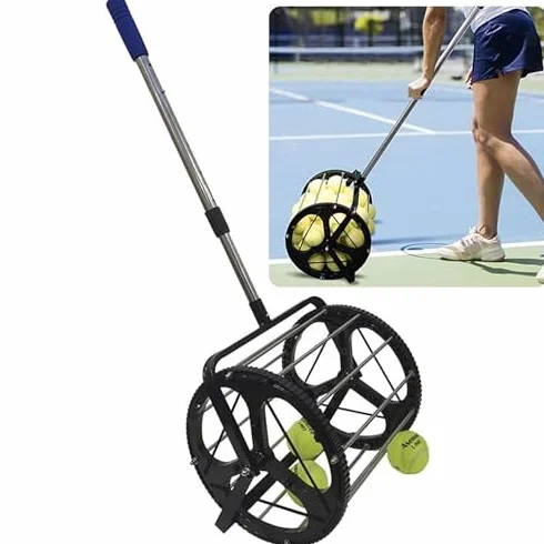 Colector de pelotas de tenis rodillo telescópico altura ajustable capacidad 55 pelotas entrenamiento tenis