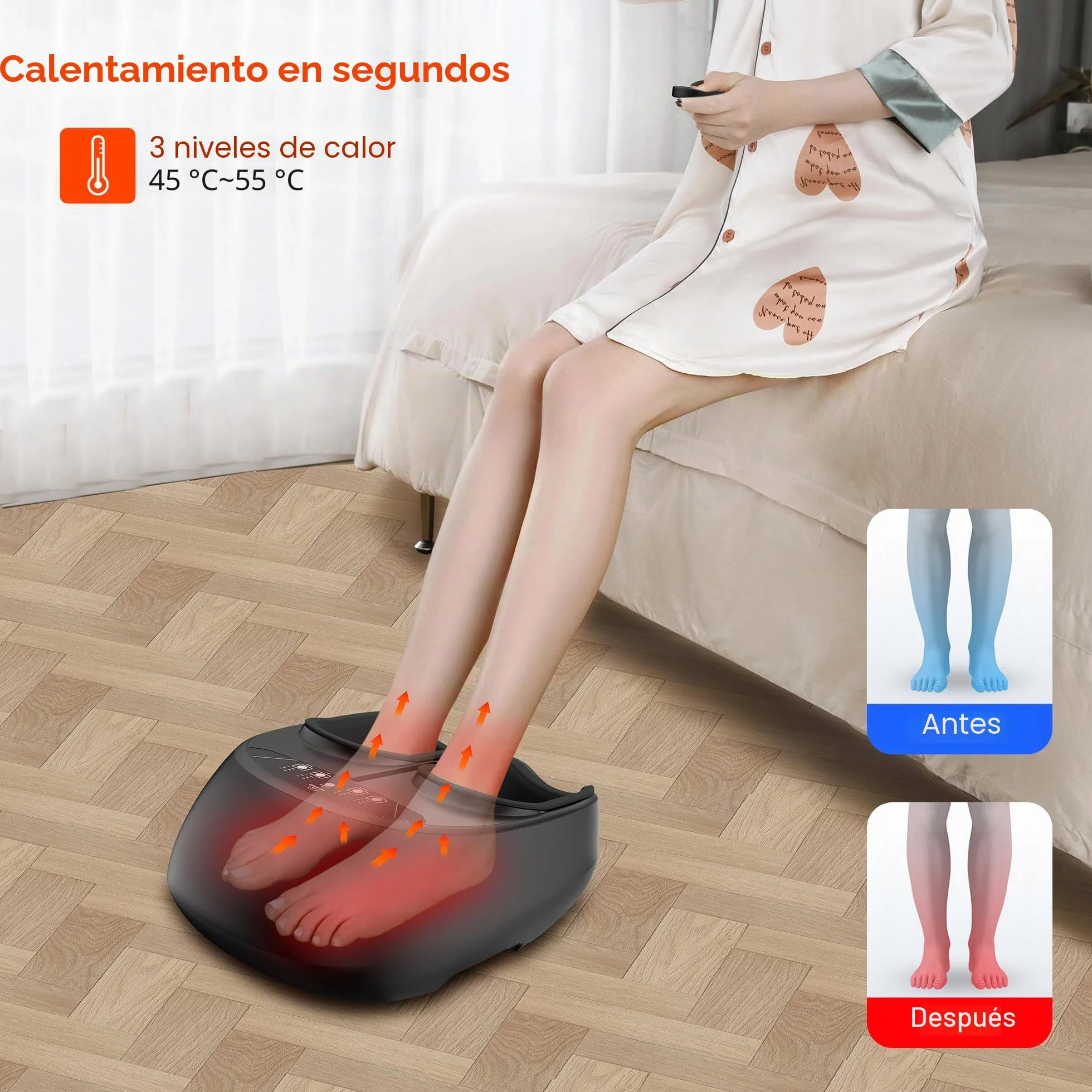 Snailax Masajeador de pies Shiatsu con calor y compresión, eléctrico con mando a distancia