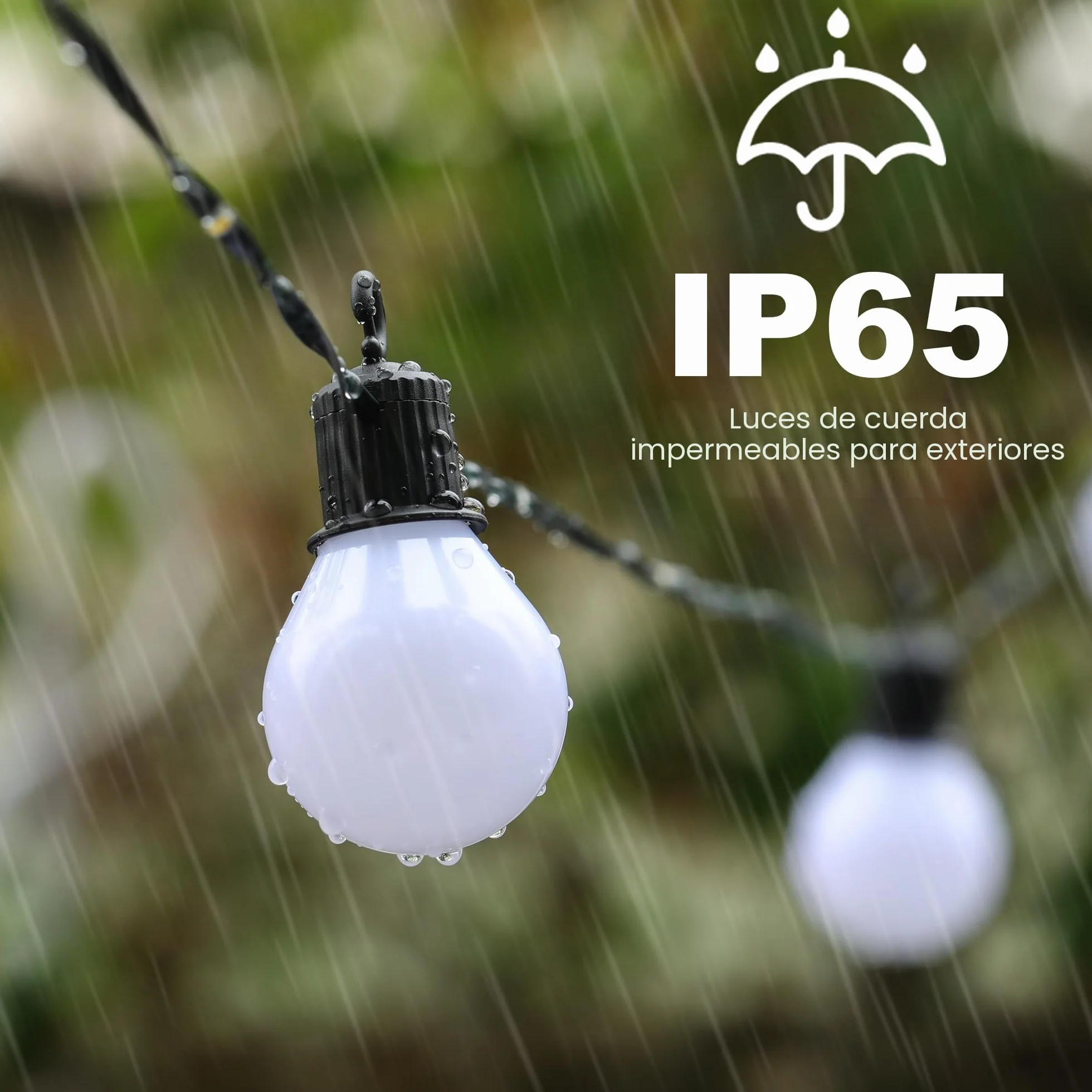 Tacobey Guirnaldas de Luces Exterior Solar 10M 100 LED IP65 Impermeable Blanco Cálido