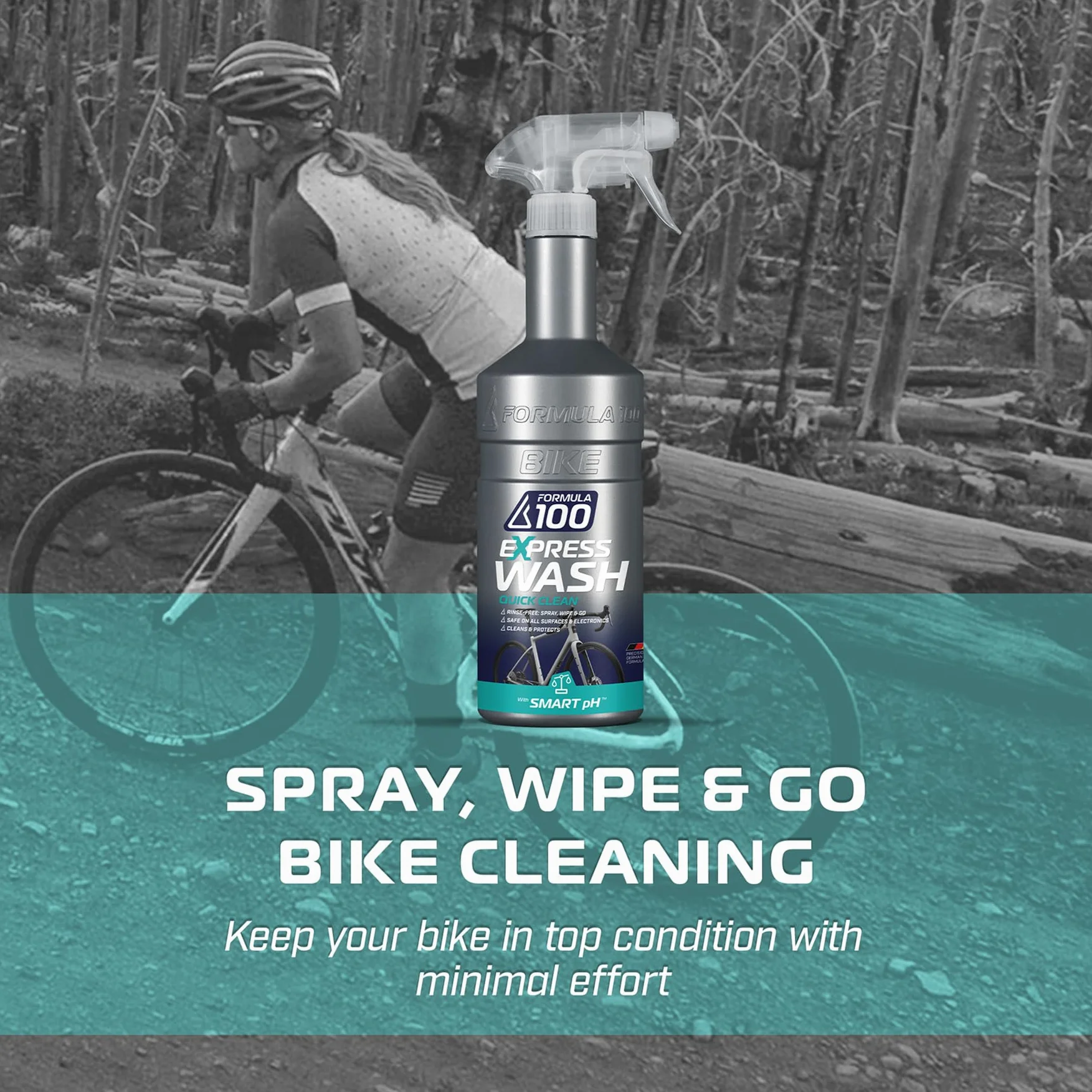 Quick Clean Express - Lavado de bicicletas - Limpieza sobre la marcha para bicicletas y bicicletas eléctricas - Suave, sin esfuerzo, protege y conserva el acabado