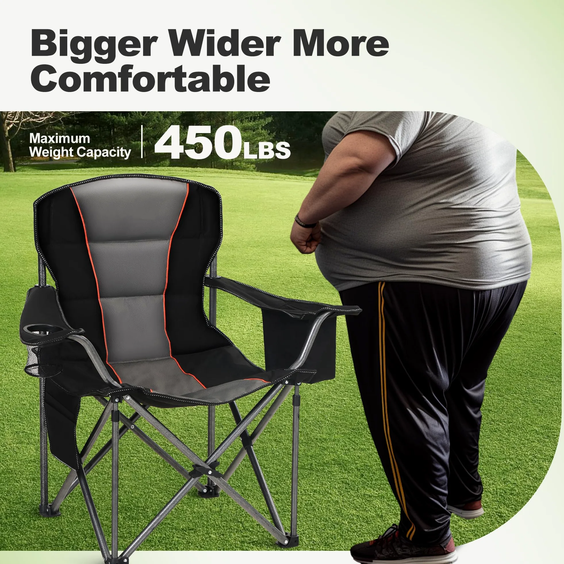 LET'S CAMP Silla plegable de camping con soporte para bebidas, plegable, hasta 200 kg, juego de 2 unidades