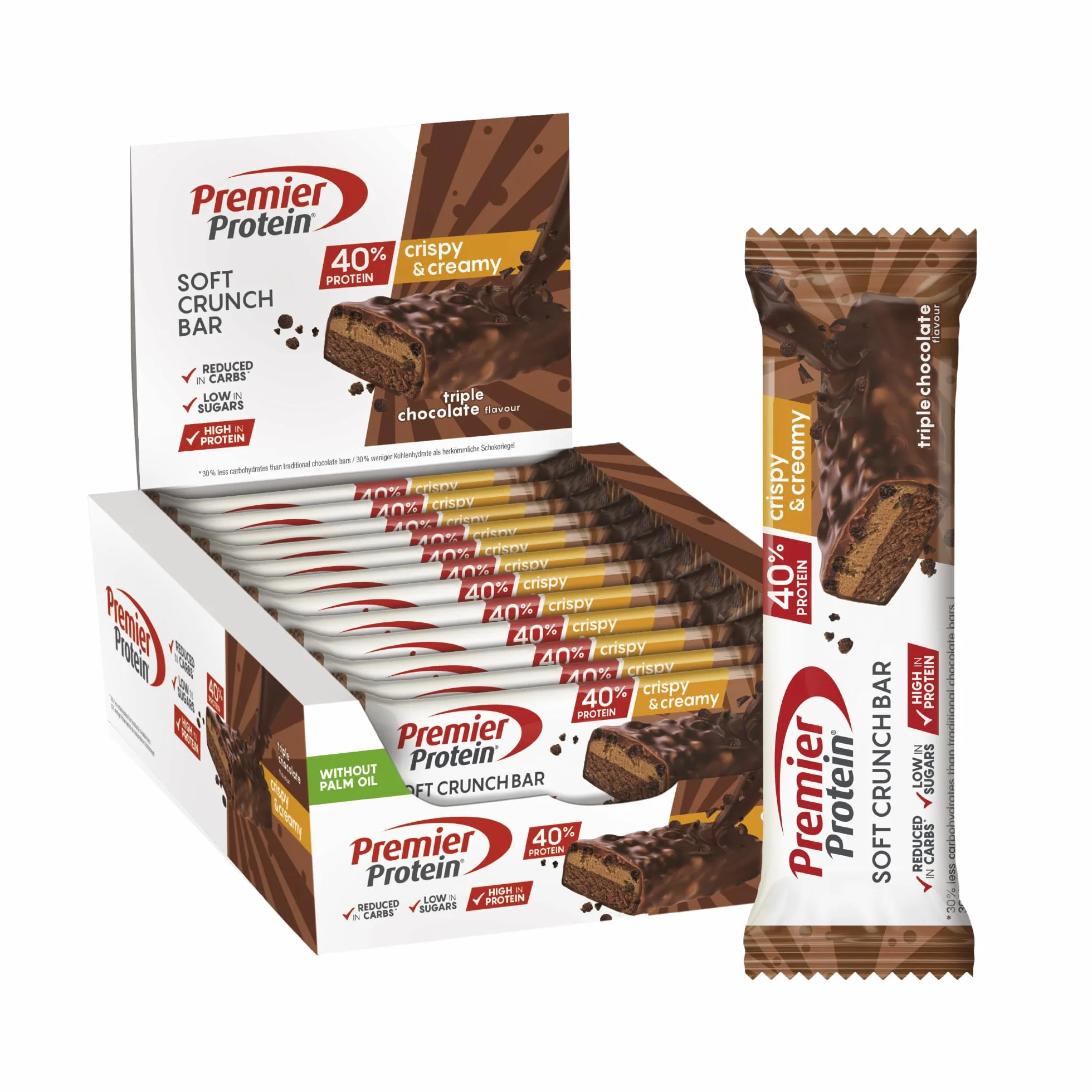 Premier Protein Soft Crunch Bar Triple Chocolate 40% Protein 12x40g