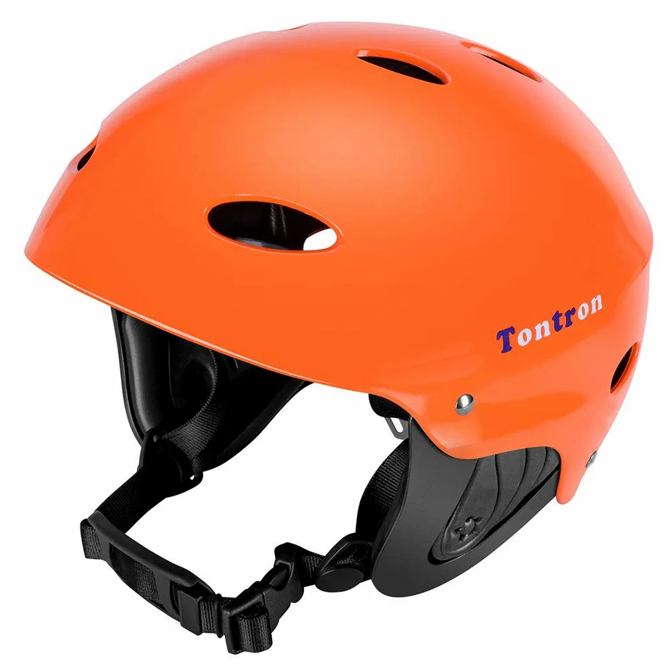 Tontron Wakeboard Kayak Kitesurf Casco de deportes acuáticos (Glossy Orange, M)