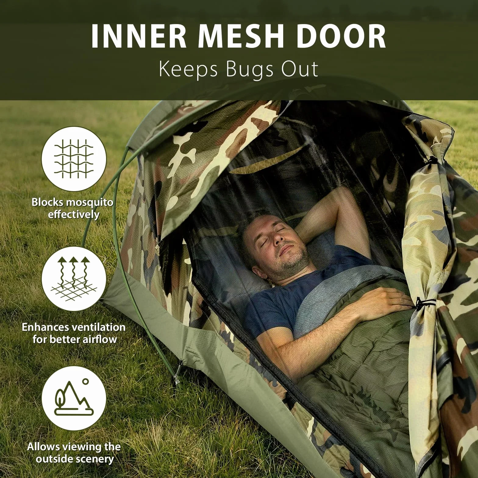 GEERTOP Saco de dormir ultraligero pequeño para 1 persona, tienda de campaña bivy impermeable y compacta, tienda de senderismo de montaje rápido, adecuada para senderismo, viajes con mochila, camping