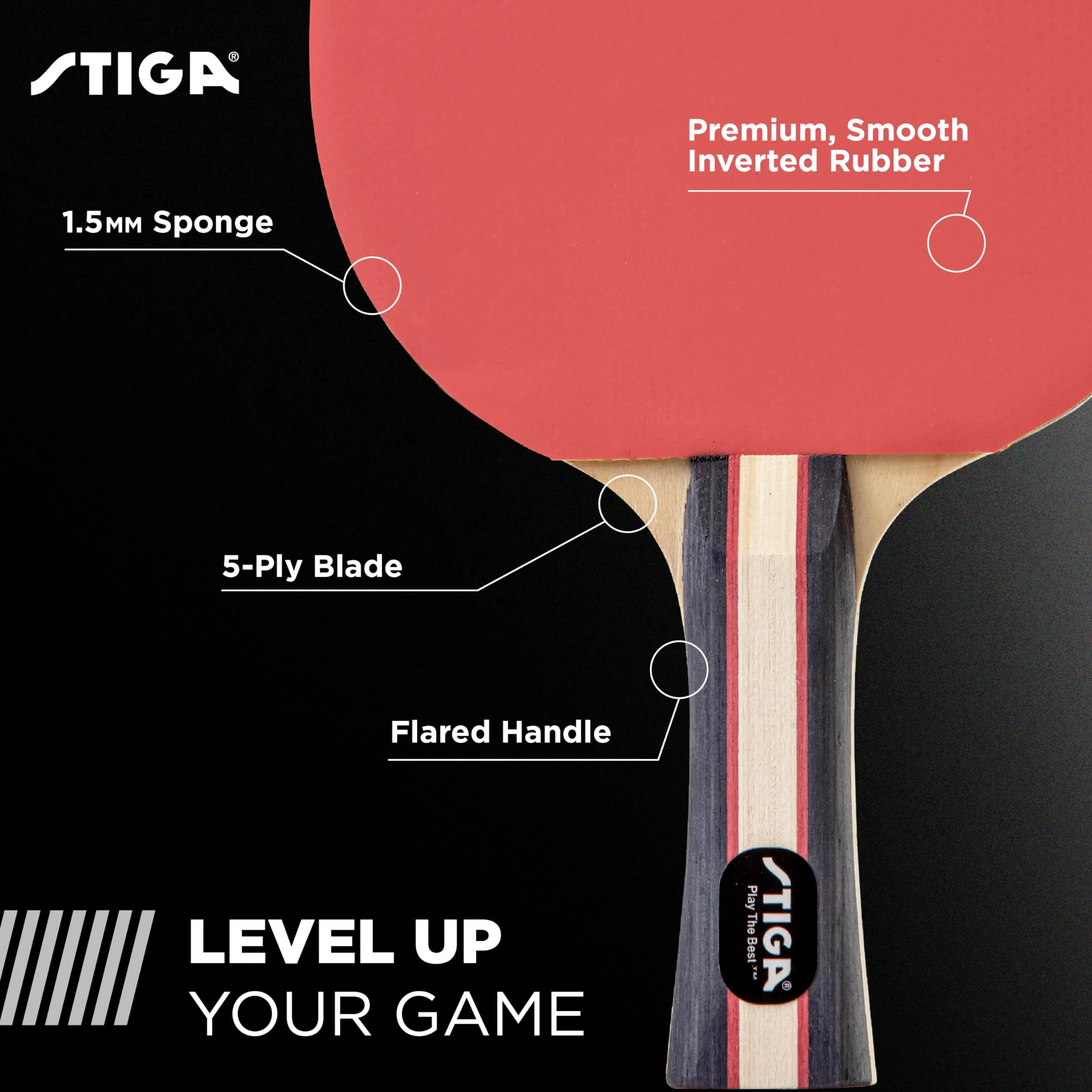 STIGA Performance - Juego de Ping Pong para 2 Jugadores, 2 Raquetas de Tenis de Mesa, 3 – 3 Bolas Naranjas de Estrellas Incluidas