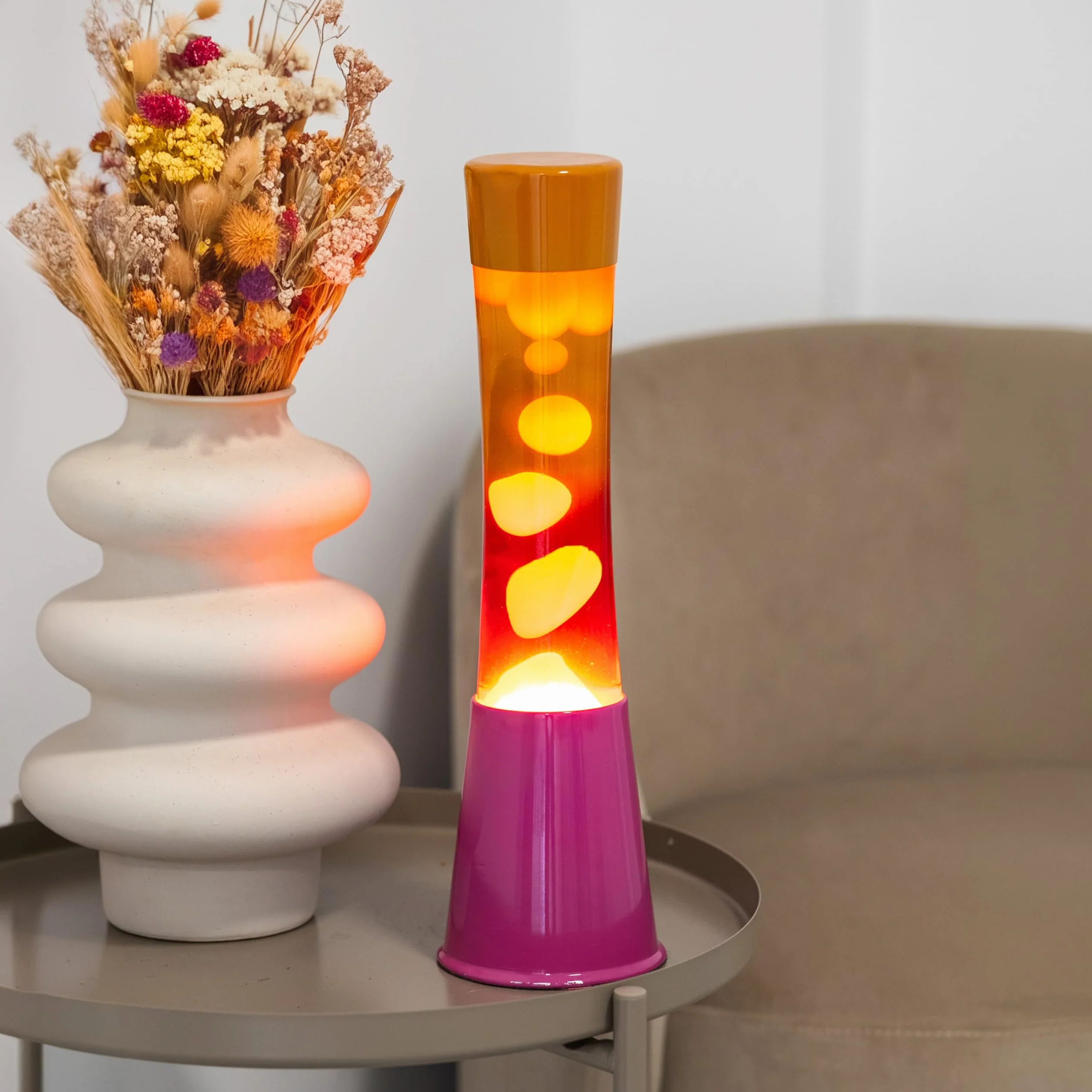 Lámpara de lava Fisura rosa naranja degradada 11 cm x 11 cm x 39,5 cm con bombilla de repuesto