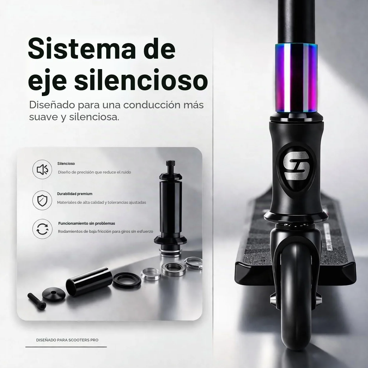 Patinete Freestyle, Dirección de 360°, Ruedas de PU de 85A 100 mm, Scooter Freestyle para Niños Adolescente y Adultos, Capacidad Máxima de Carga: 100 kg, Aluminio