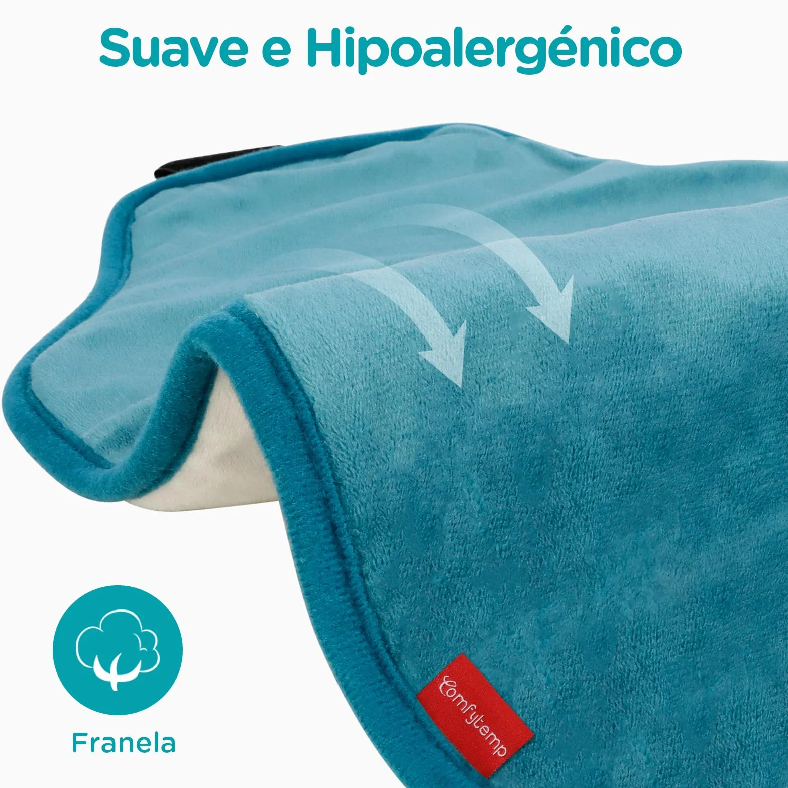 Comfytemp Almohadilla Electrica Lumbar 39x61 cm 9 Niveles de Temperatura 11 Temporizadores Lavable